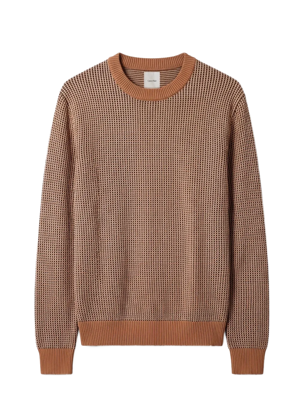 Calvin Klein LS COTTON WOOL DOTTED STITCH CRE - Strik - TIGERS EYE / brown