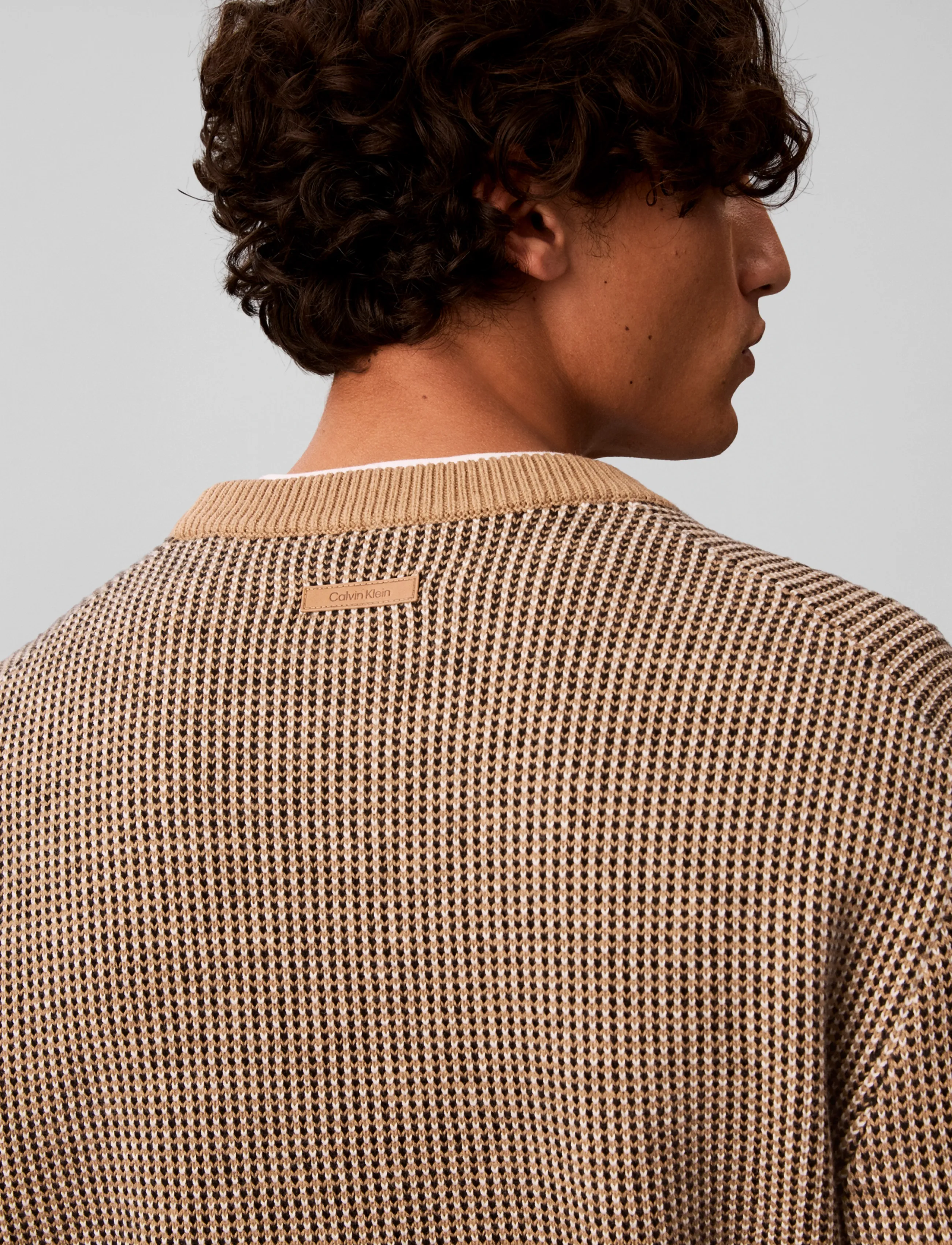 Calvin Klein - LS COTTON WOOL DOTTED STITCH CRE - tigers eye - 5