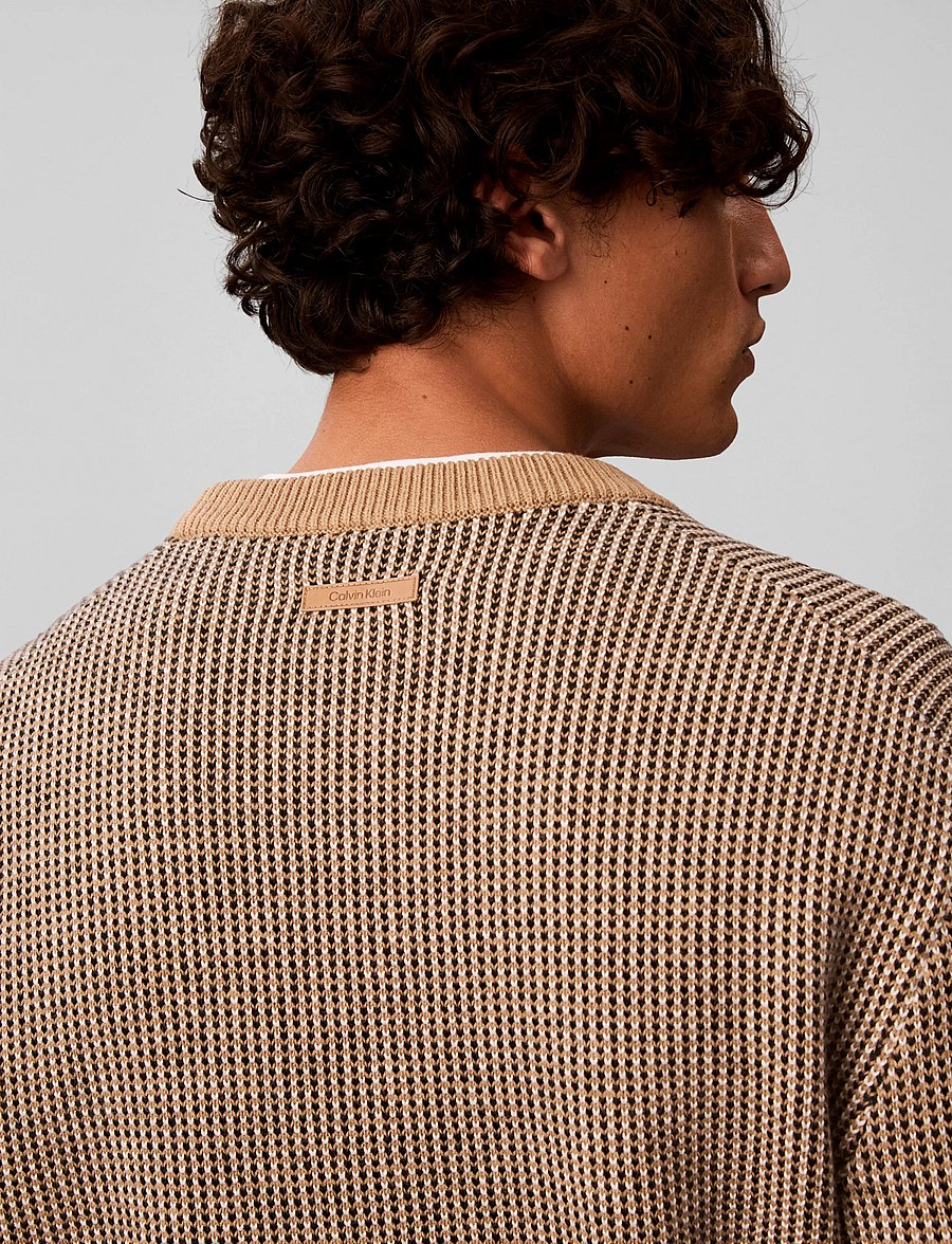 Calvin Klein - LS COTTON WOOL DOTTED STITCH CRE - rundhals - tigers eye - 5