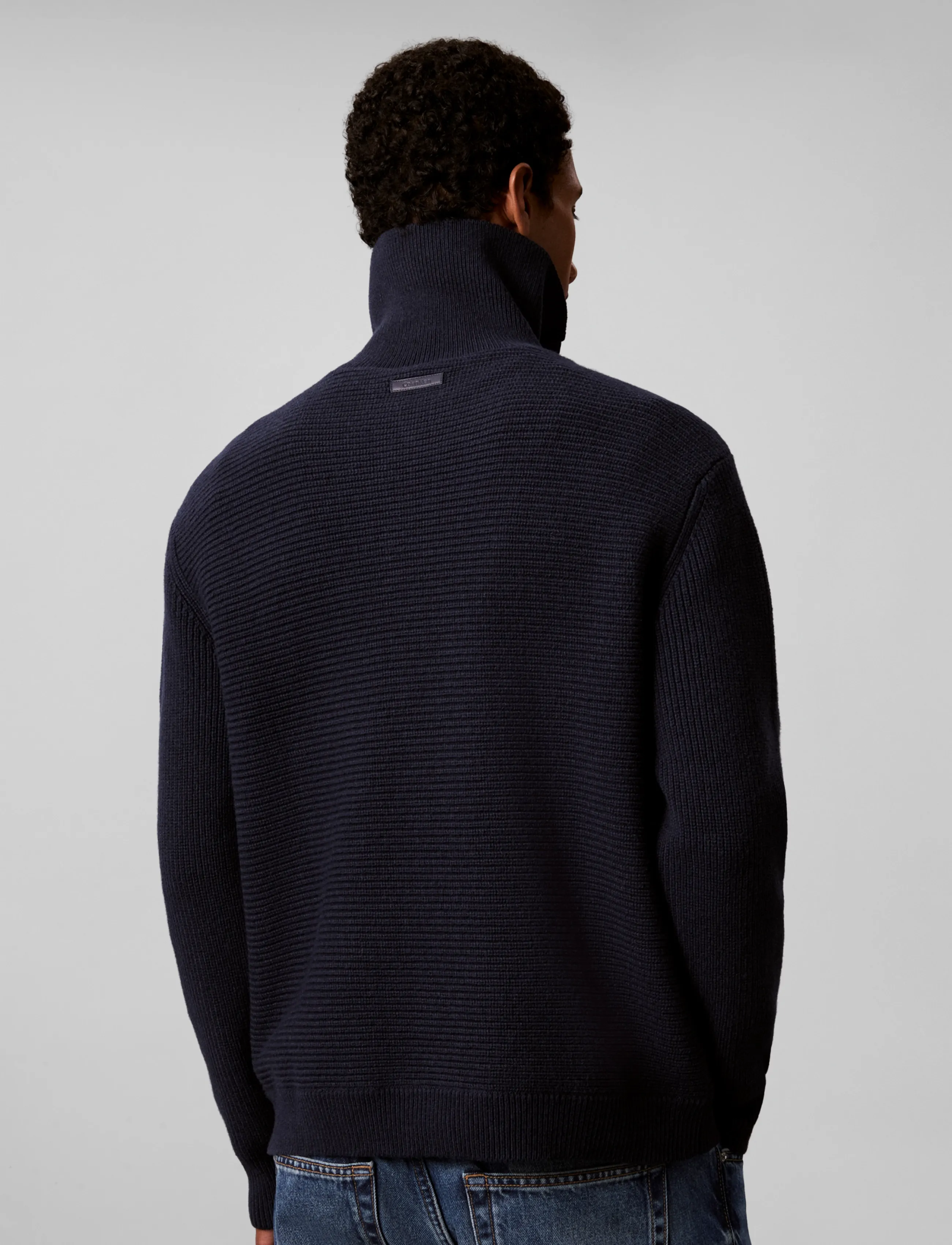 Calvin Klein - LS CTN WOOL PNL STITCH PULLOVER - dark sapphire - 3