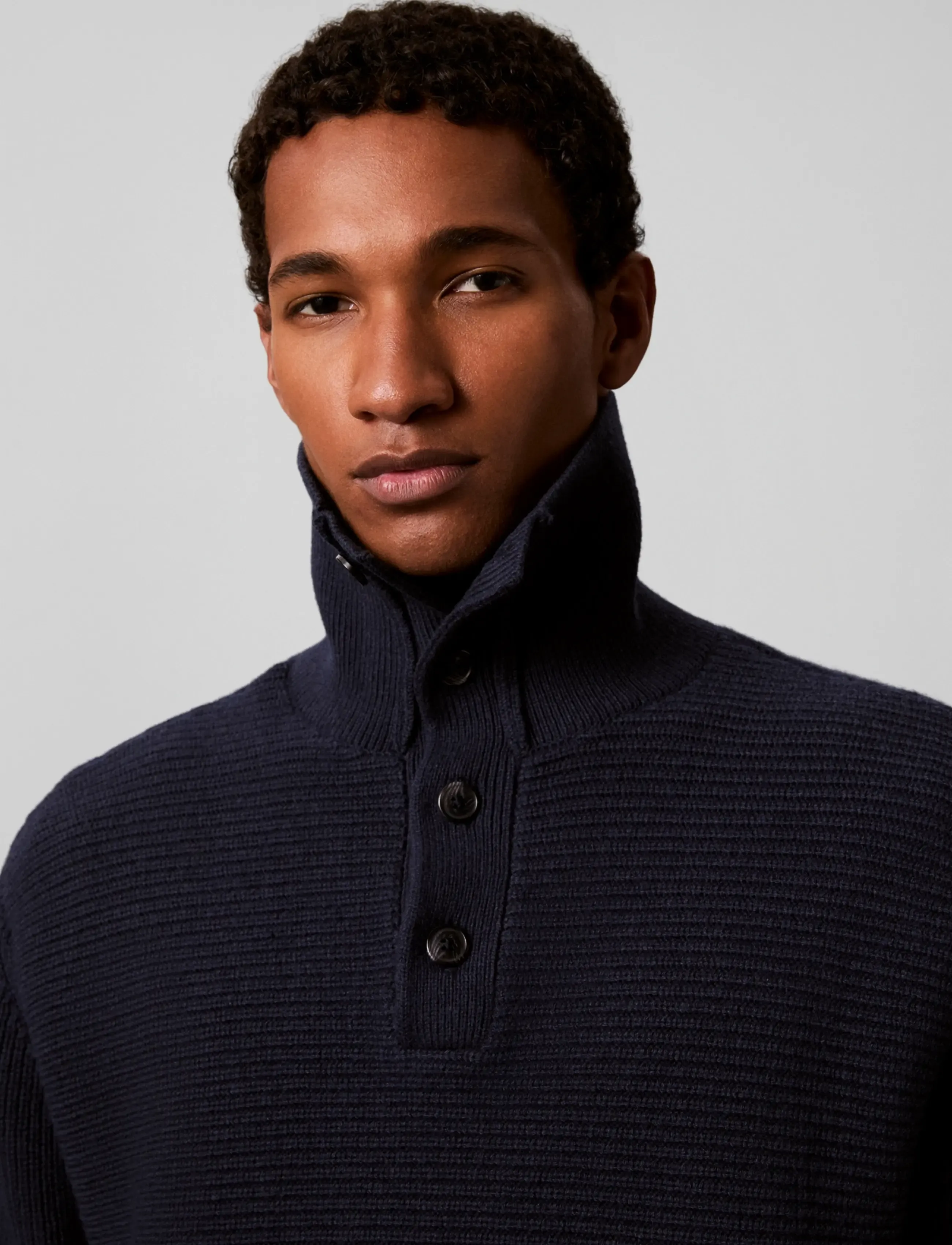Calvin Klein - LS CTN WOOL PNL STITCH PULLOVER - dark sapphire - 4