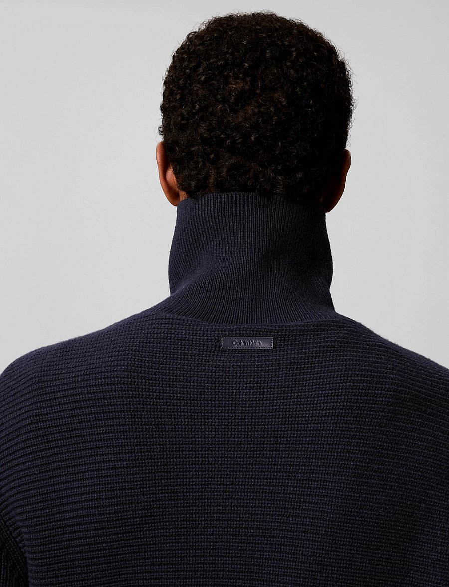 Calvin Klein - LS CTN WOOL PNL STITCH PULLOVER - dark sapphire - 5