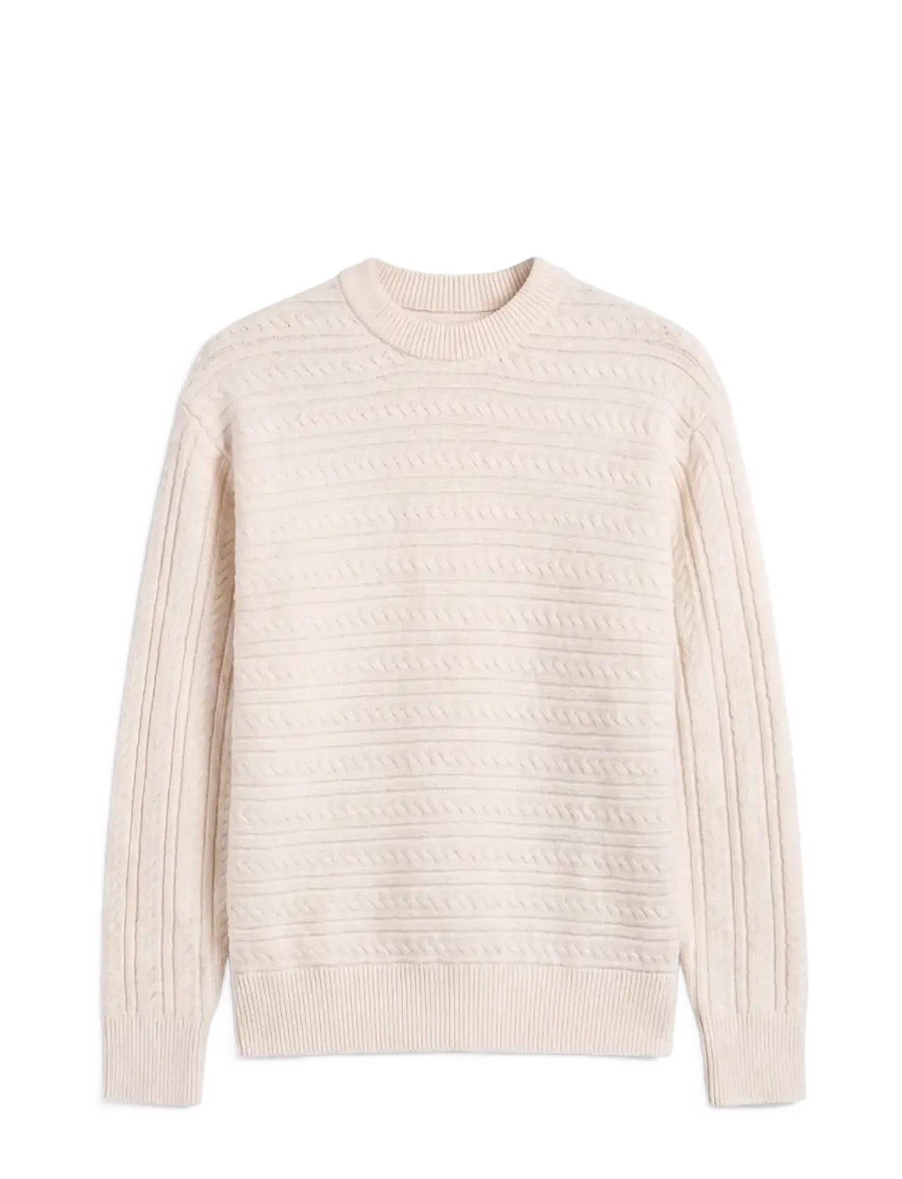 Calvin Klein LS WOOL BLEND CABLE CRWNK 7GG - Clothing - ANTIQUE WHITE / cream