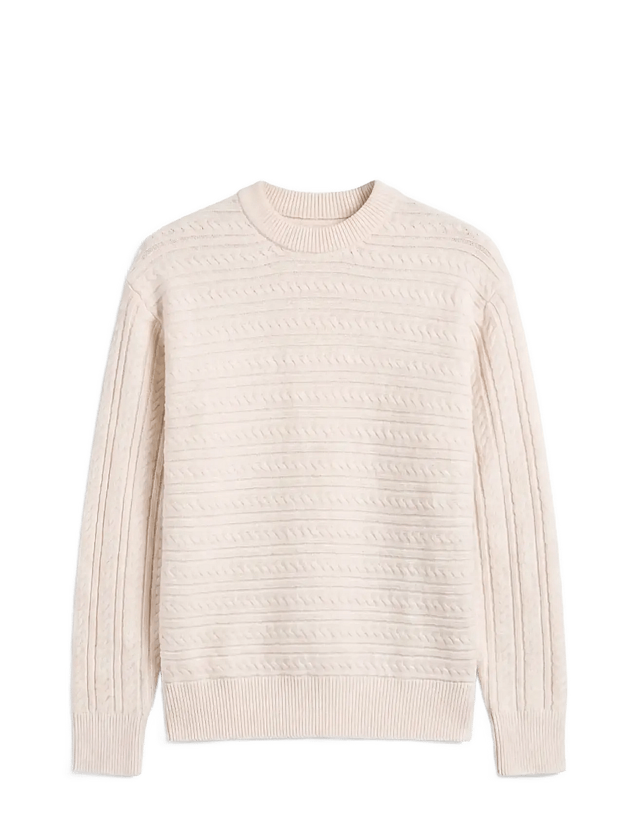 Calvin Klein - LS WOOL BLEND CABLE CRWNK 7GG - round necks - antique white - 1