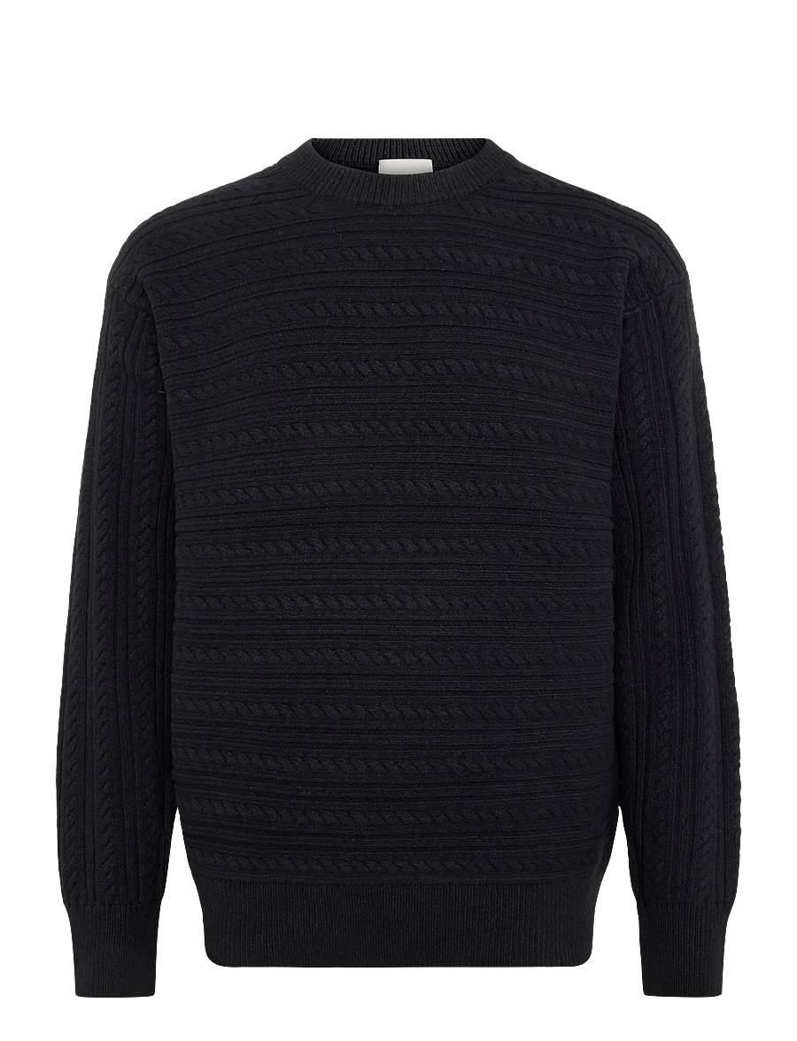 Calvin Klein - LS WOOL BLEND CABLE CRWNK 7GG - rundhals - black - 1