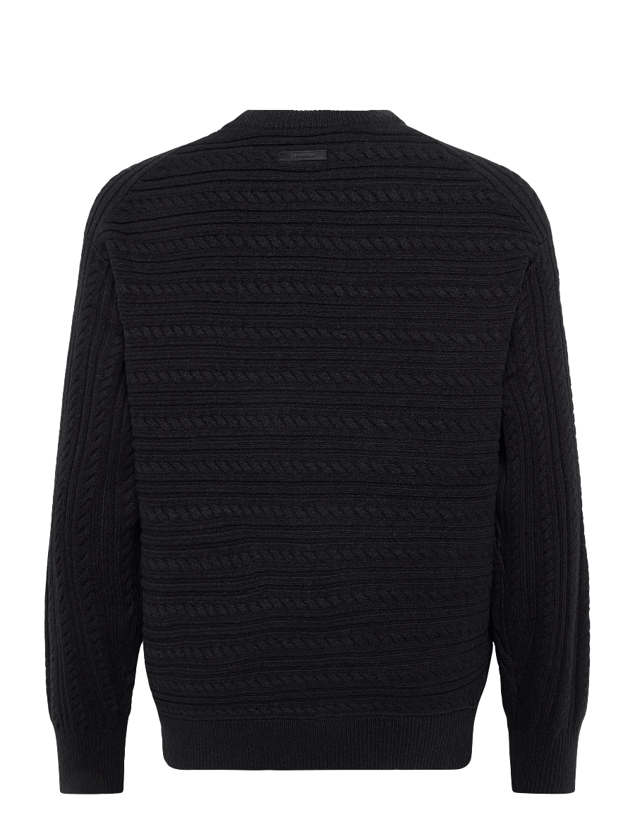 Calvin Klein - LS WOOL BLEND CABLE CRWNK 7GG - rundhals - black - 2