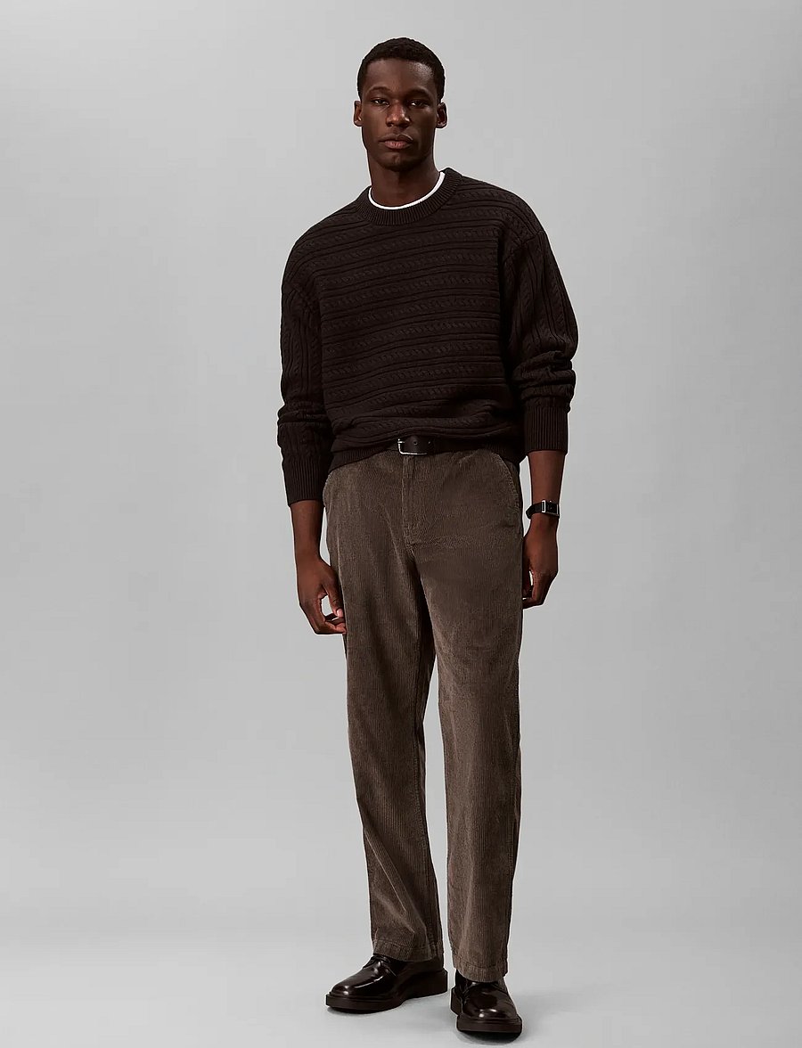 Calvin Klein - LS WOOL BLEND CABLE CRWNK 7GG - rundhals - black - 0