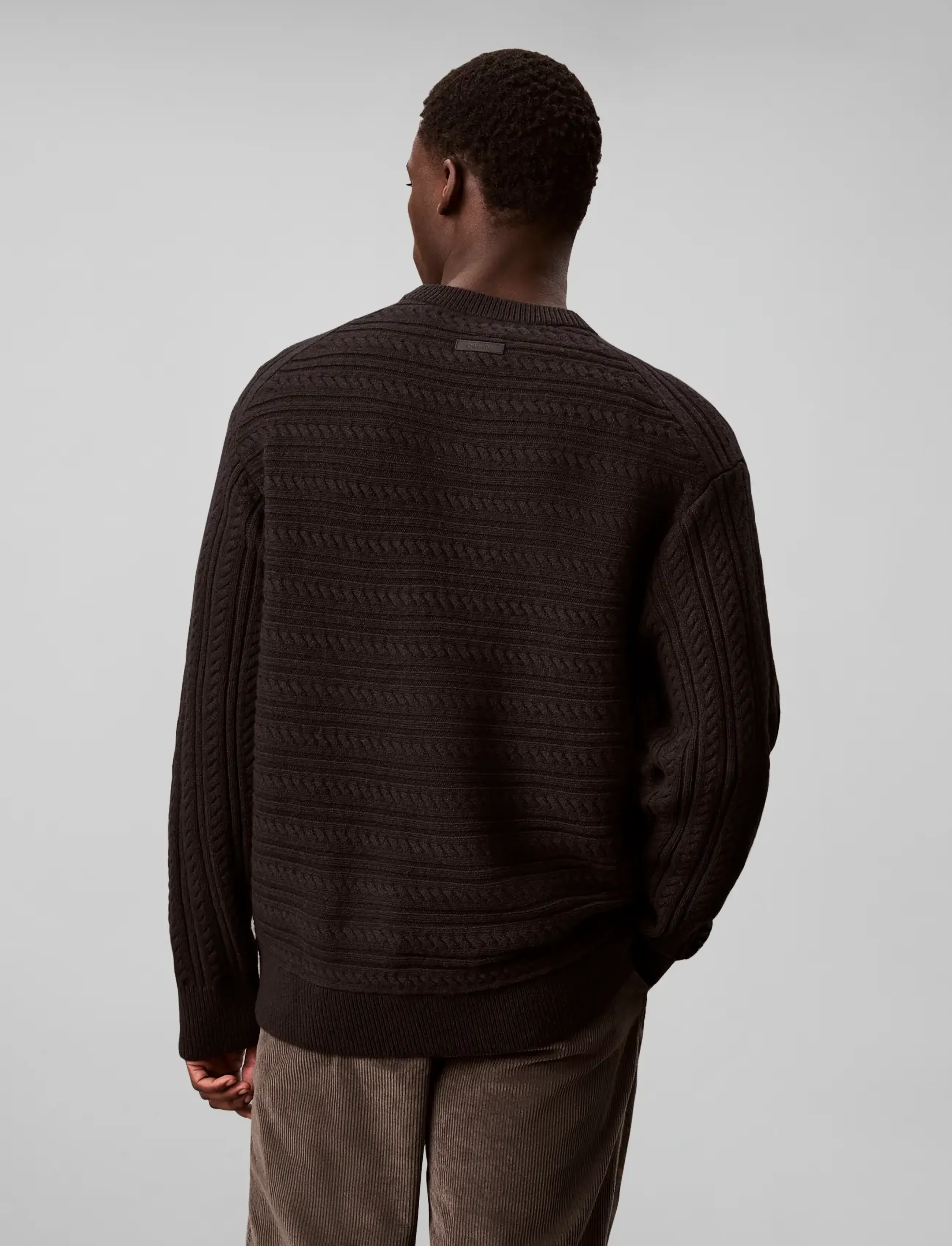 Calvin Klein - LS WOOL BLEND CABLE CRWNK 7GG - rundhals - black - 3