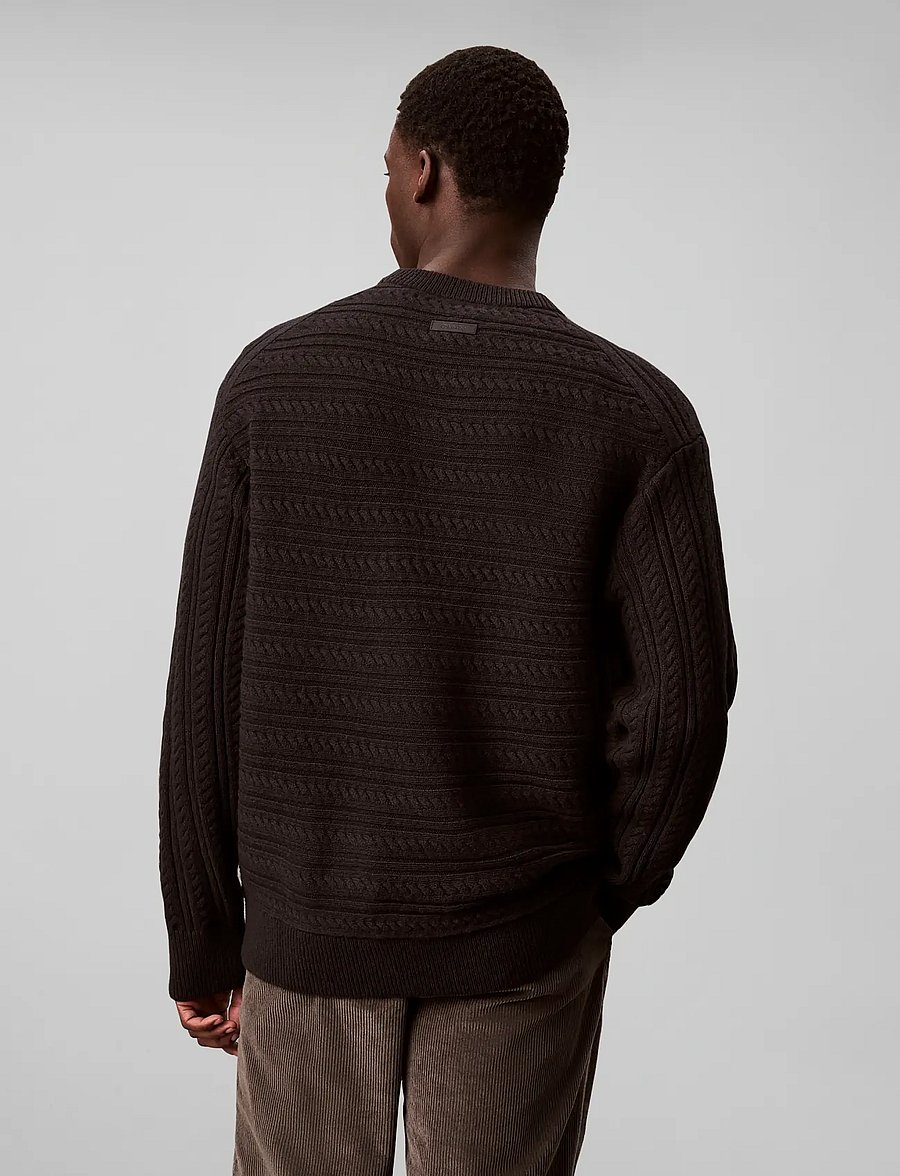 Calvin Klein - LS WOOL BLEND CABLE CRWNK 7GG - rundhals - black - 3