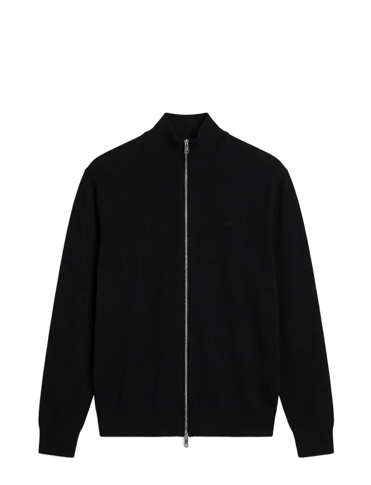Calvin Klein LS 100% MERINO FULL ZIP 14GG - Strickmode - BLACK / black