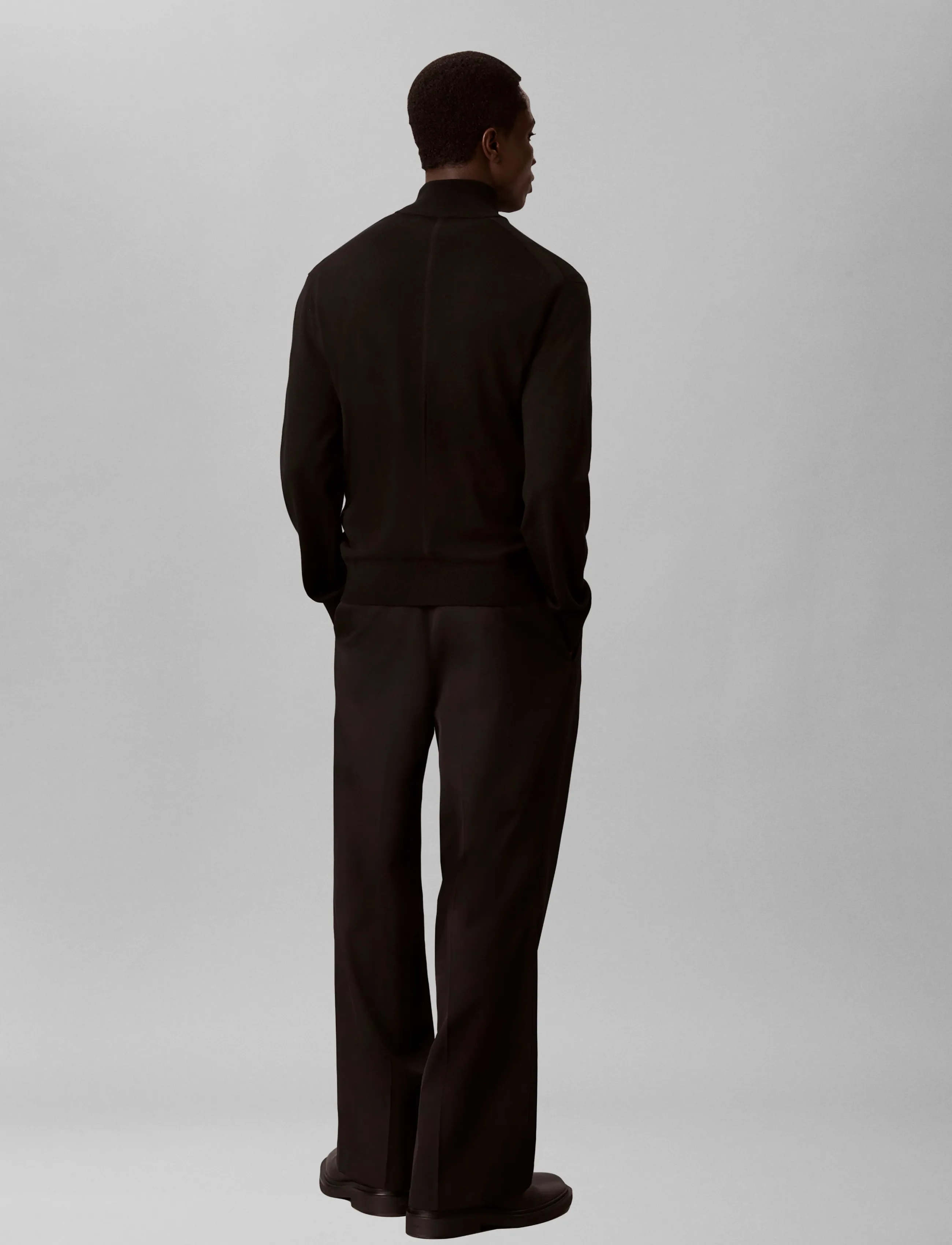 Calvin Klein - LS 100% MERINO FULL ZIP 14GG - pullover mit durchgehendem reißverschluss - black - 2