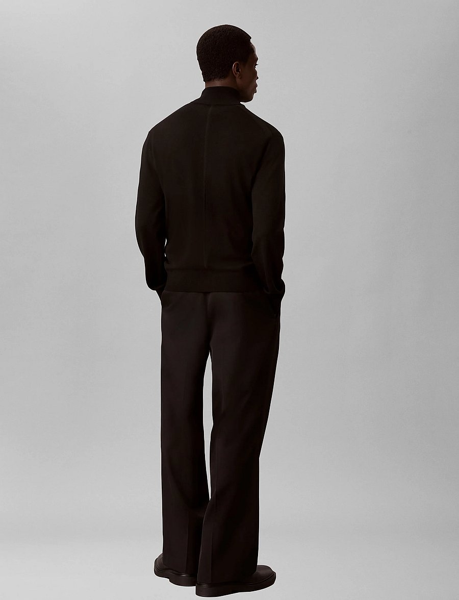 Calvin Klein - LS 100% MERINO FULL ZIP 14GG - pullover mit durchgehendem reißverschluss - black - 2