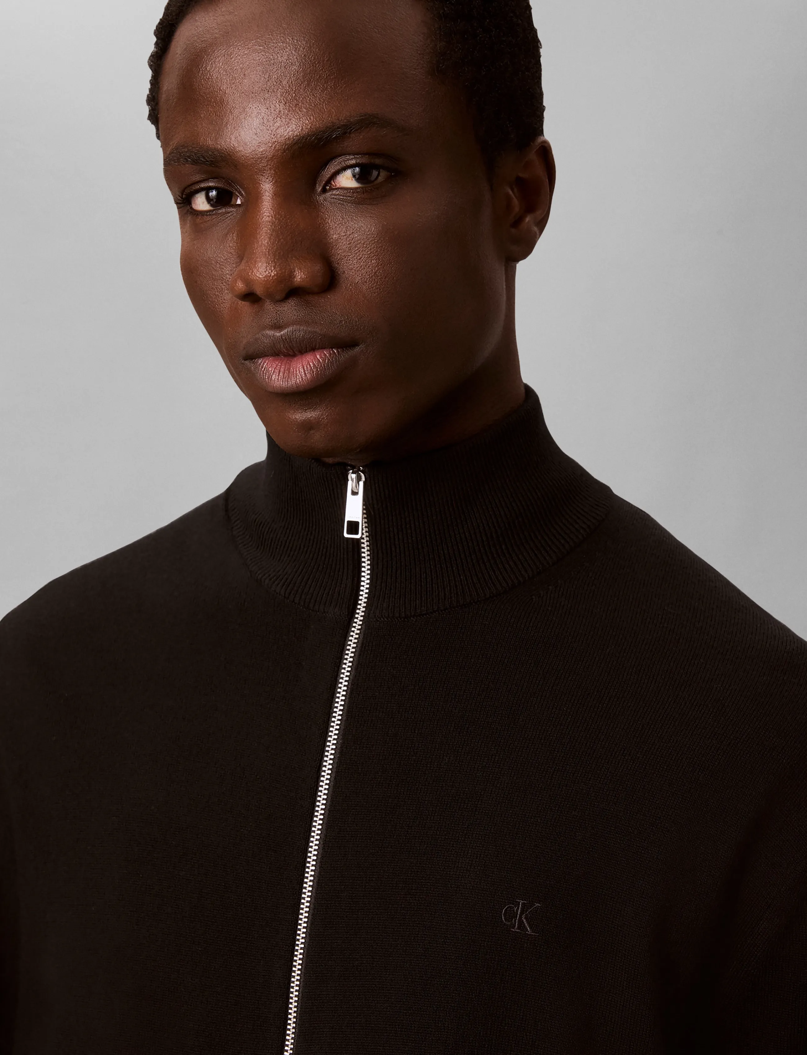 Calvin Klein - LS 100% MERINO FULL ZIP 14GG - pullover mit durchgehendem reißverschluss - black - 4
