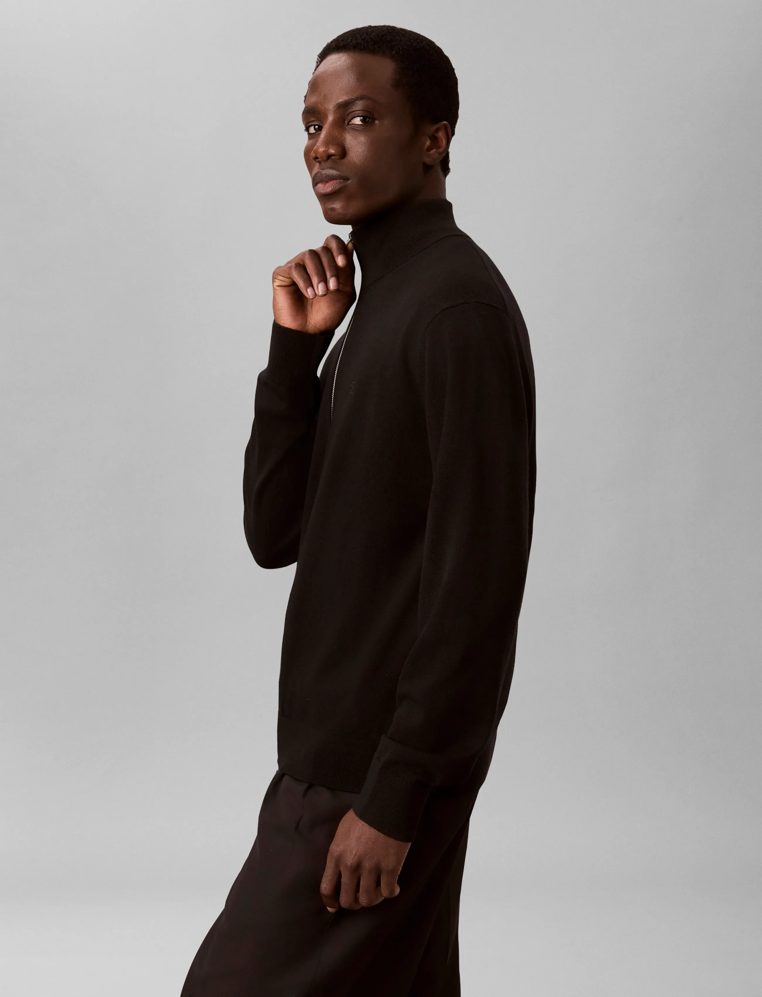 Calvin Klein - LS 100% MERINO FULL ZIP 14GG - pullover mit durchgehendem reißverschluss - black - 5