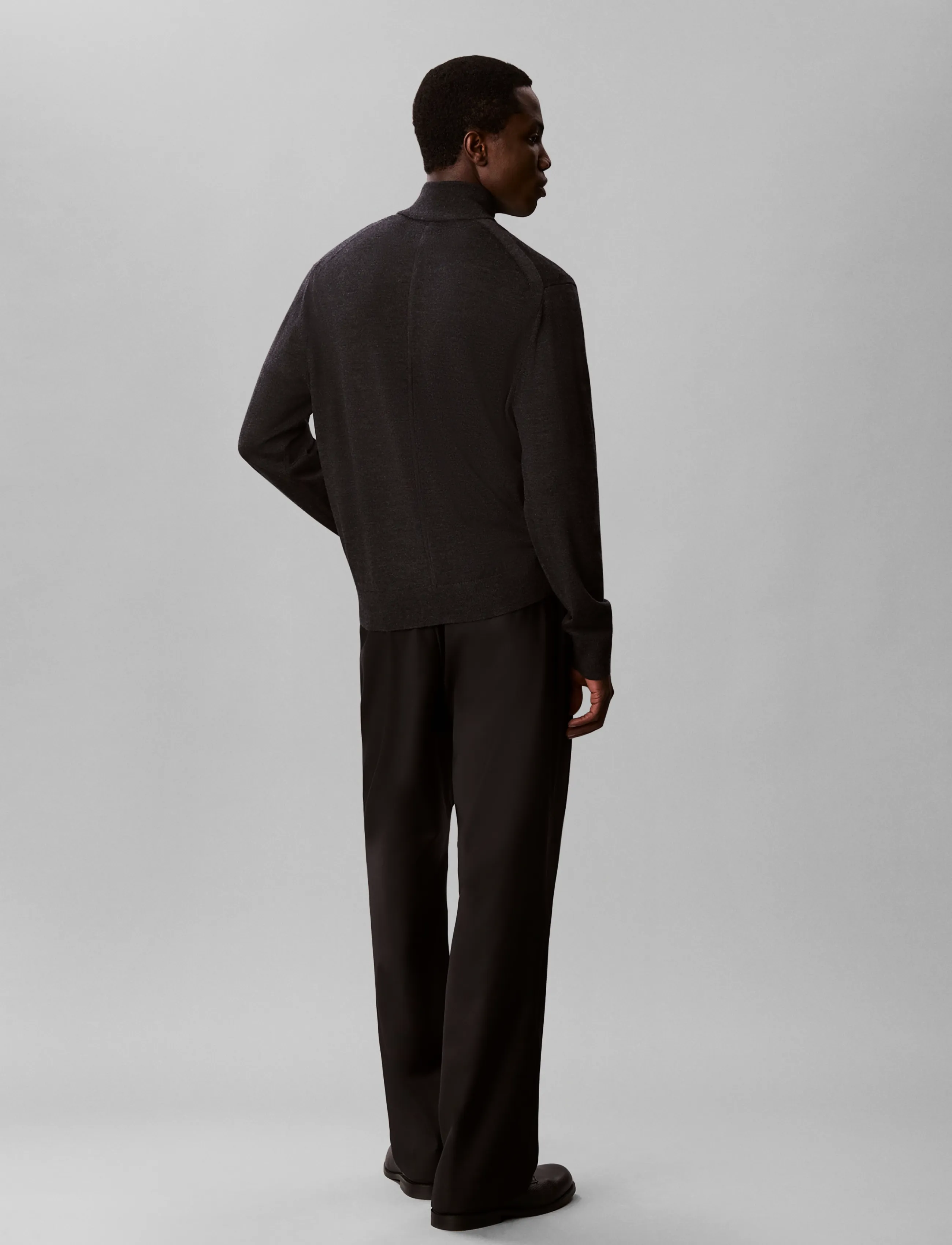 Calvin Klein - LS 100% MERINO FULL ZIP 14GG - full zip tröjor - gunmetal htr - 2