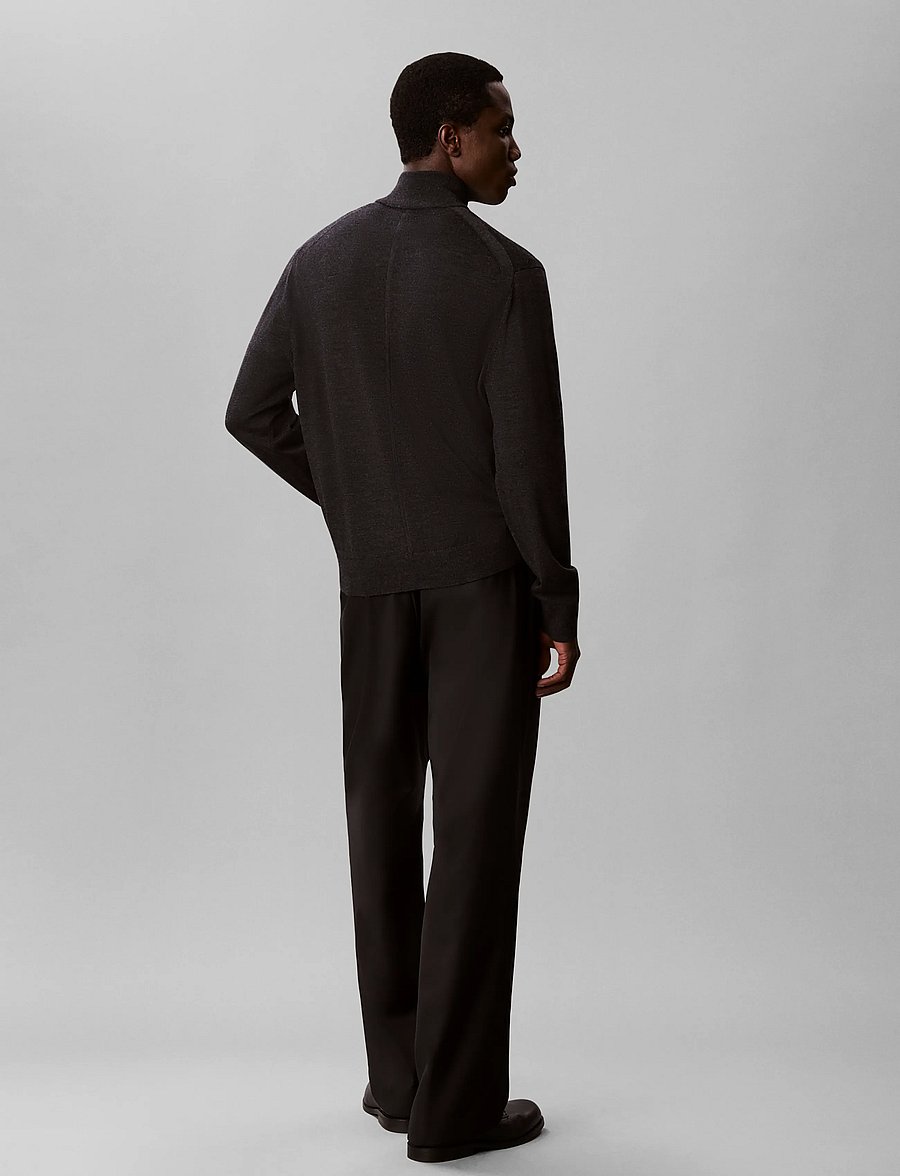 Calvin Klein - LS 100% MERINO FULL ZIP 14GG - pullover mit durchgehendem reißverschluss - gunmetal htr - 2