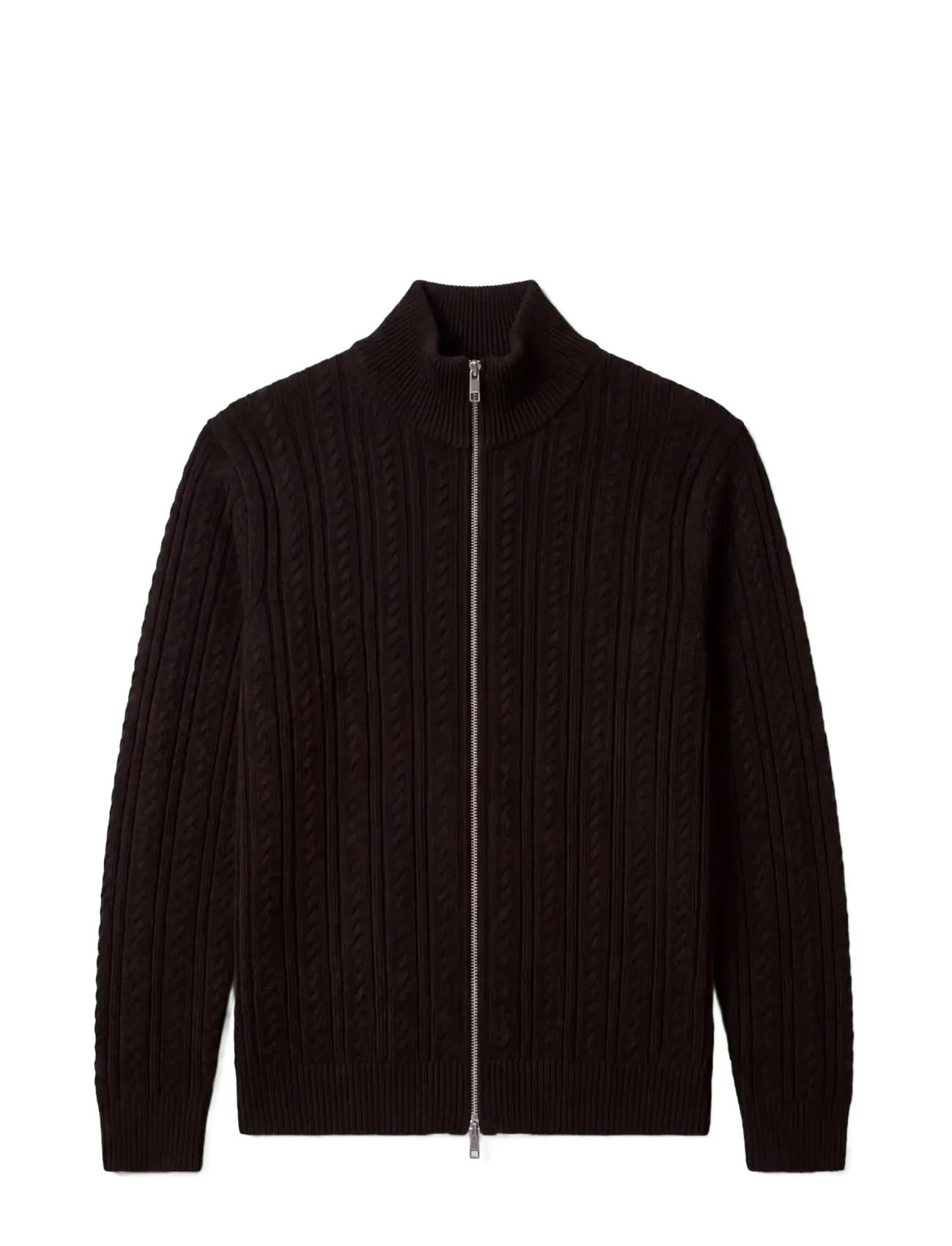 Calvin Klein LS WOOL BLEND CABLE FULL ZIP 7GG - Clothing - BLACK / black