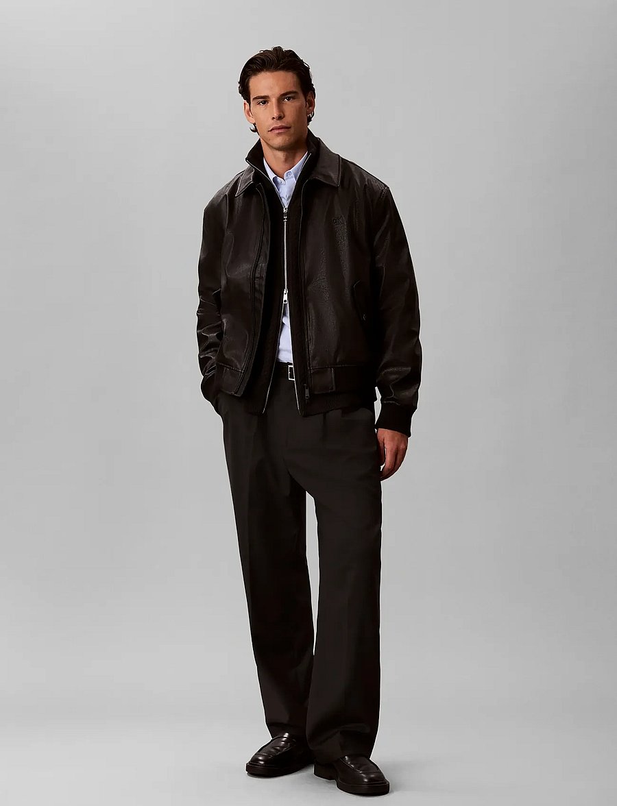 Calvin Klein - LS WOOL BLEND CABLE FULL ZIP 7GG - full zip jumpers - black - 0