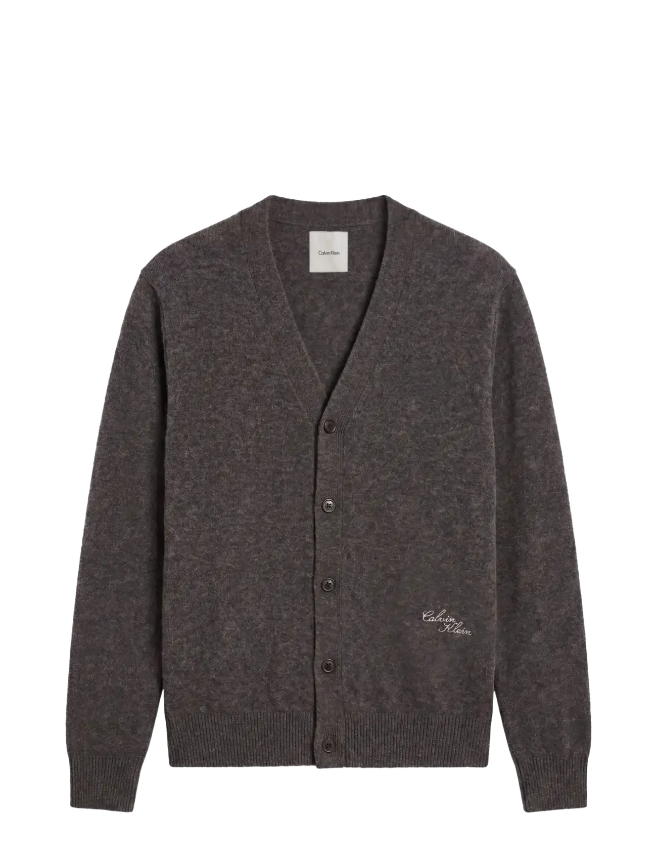 Calvin Klein LS LAMBSWOOL BLEND CARDIGAN 12GG - Kardiganid - GUNMETAL HTR / grey