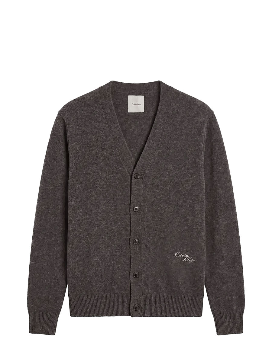 Calvin Klein - LS LAMBSWOOL BLEND CARDIGAN 12GG - strickjacken - gunmetal htr - 1