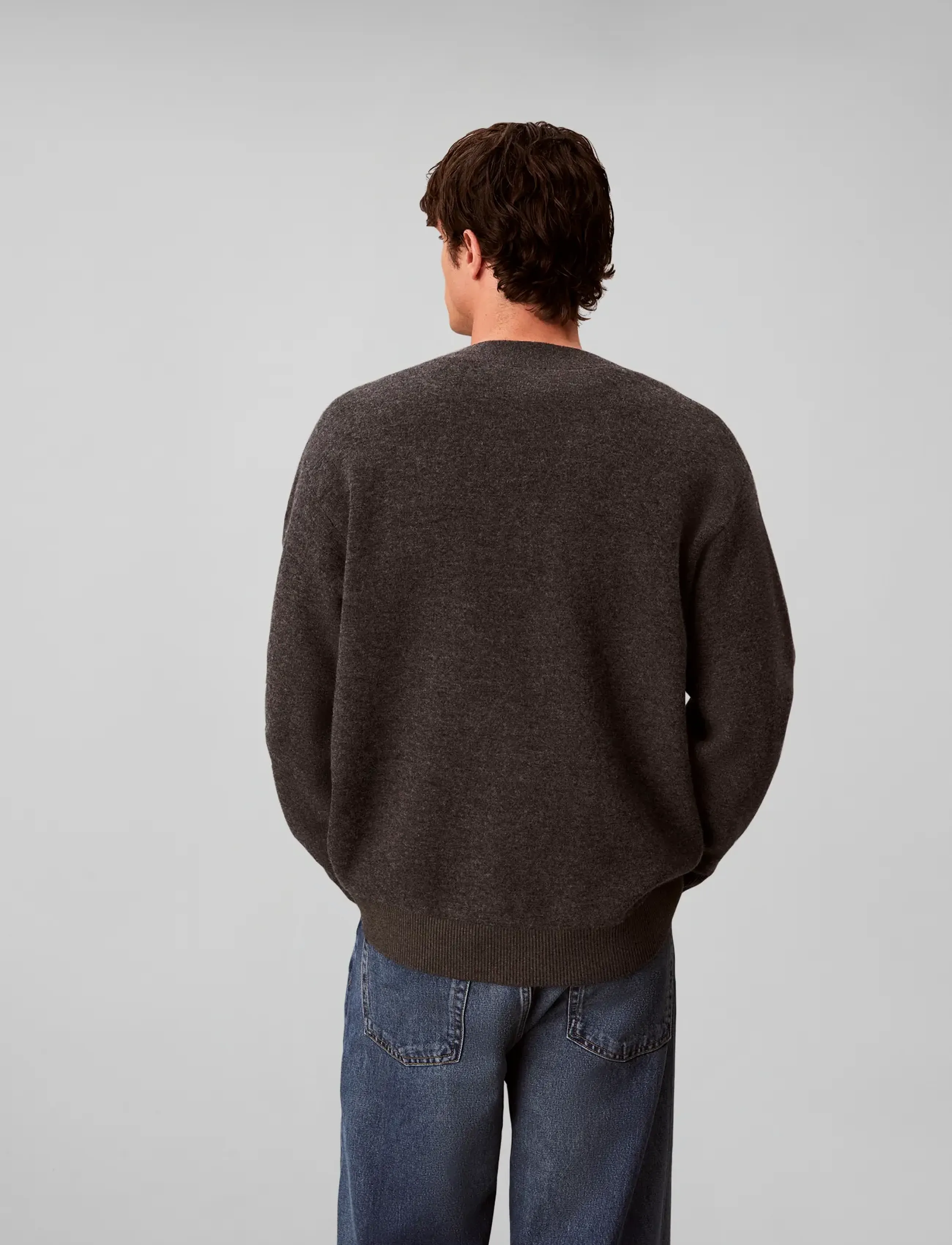 Calvin Klein - LS LAMBSWOOL BLEND CARDIGAN 12GG - gunmetal htr - 2