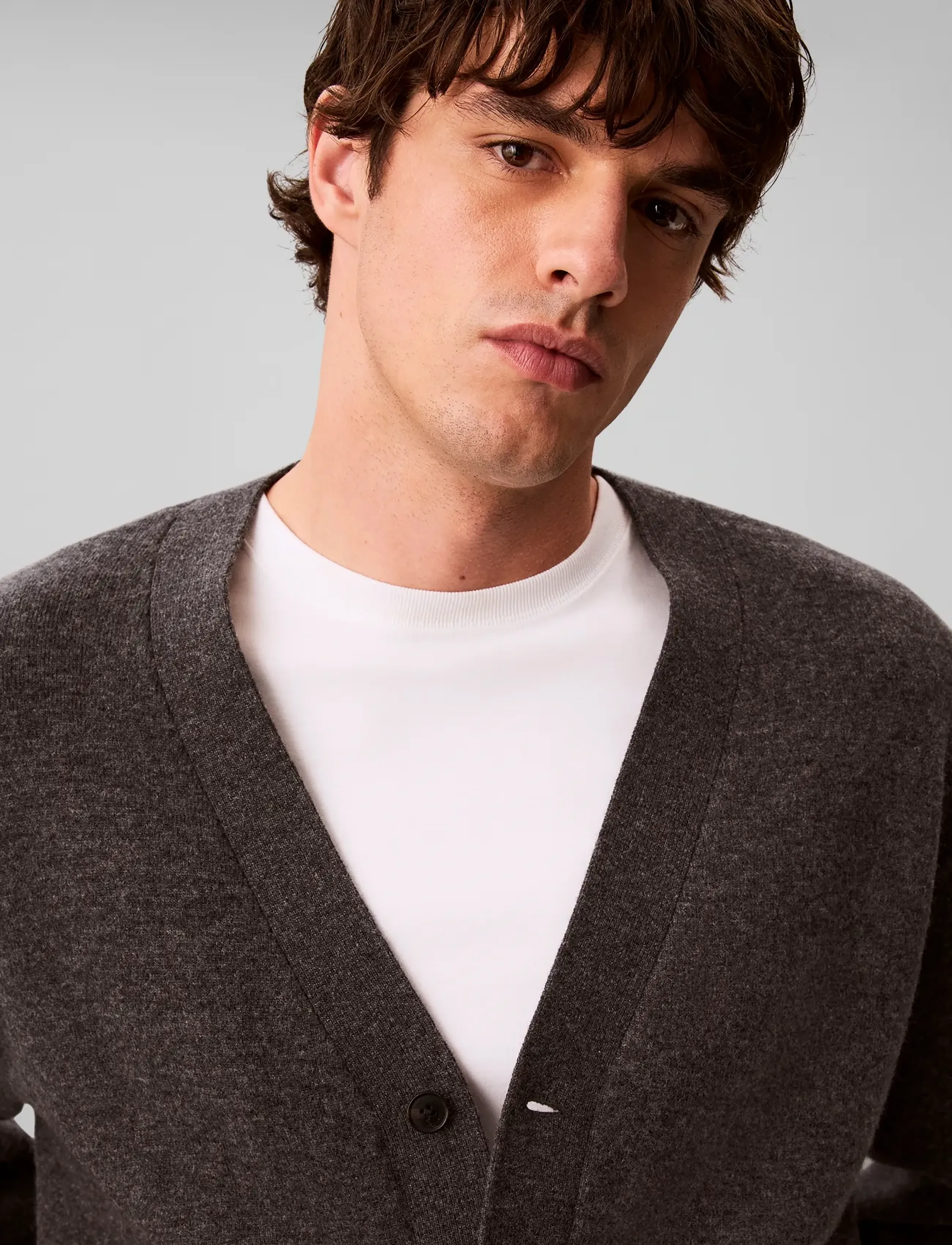 Calvin Klein - LS LAMBSWOOL BLEND CARDIGAN 12GG - gunmetal htr - 4