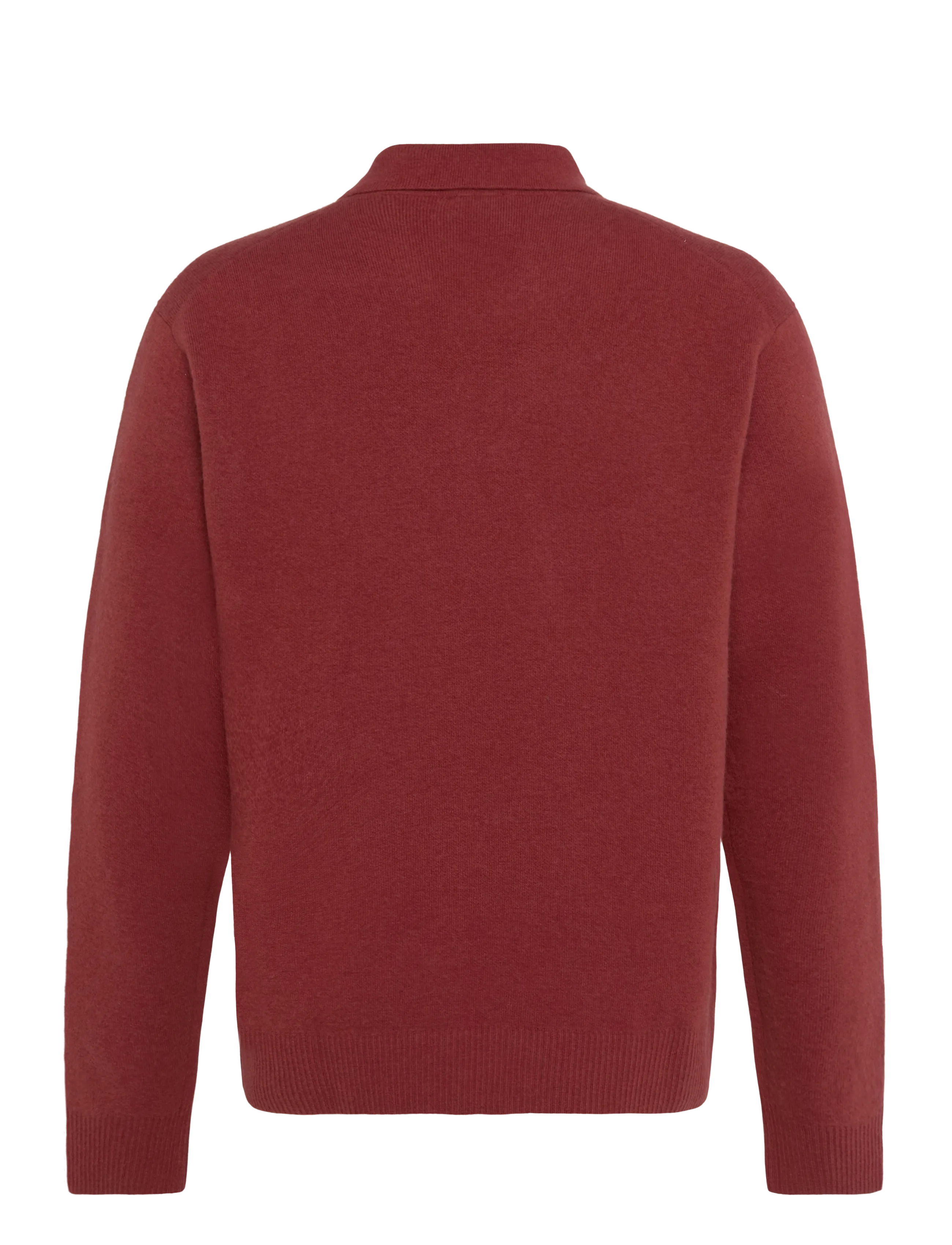 Calvin Klein - LS LAMBSWOOL BLEND COLLAR QZ 12G - long-sleeved knitted polos - fired brick - 1