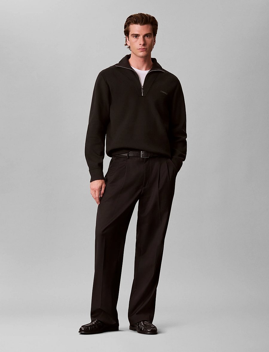 Calvin Klein - LS SNOWY TECH KNIT QZ SWEATER 14 - black - 0