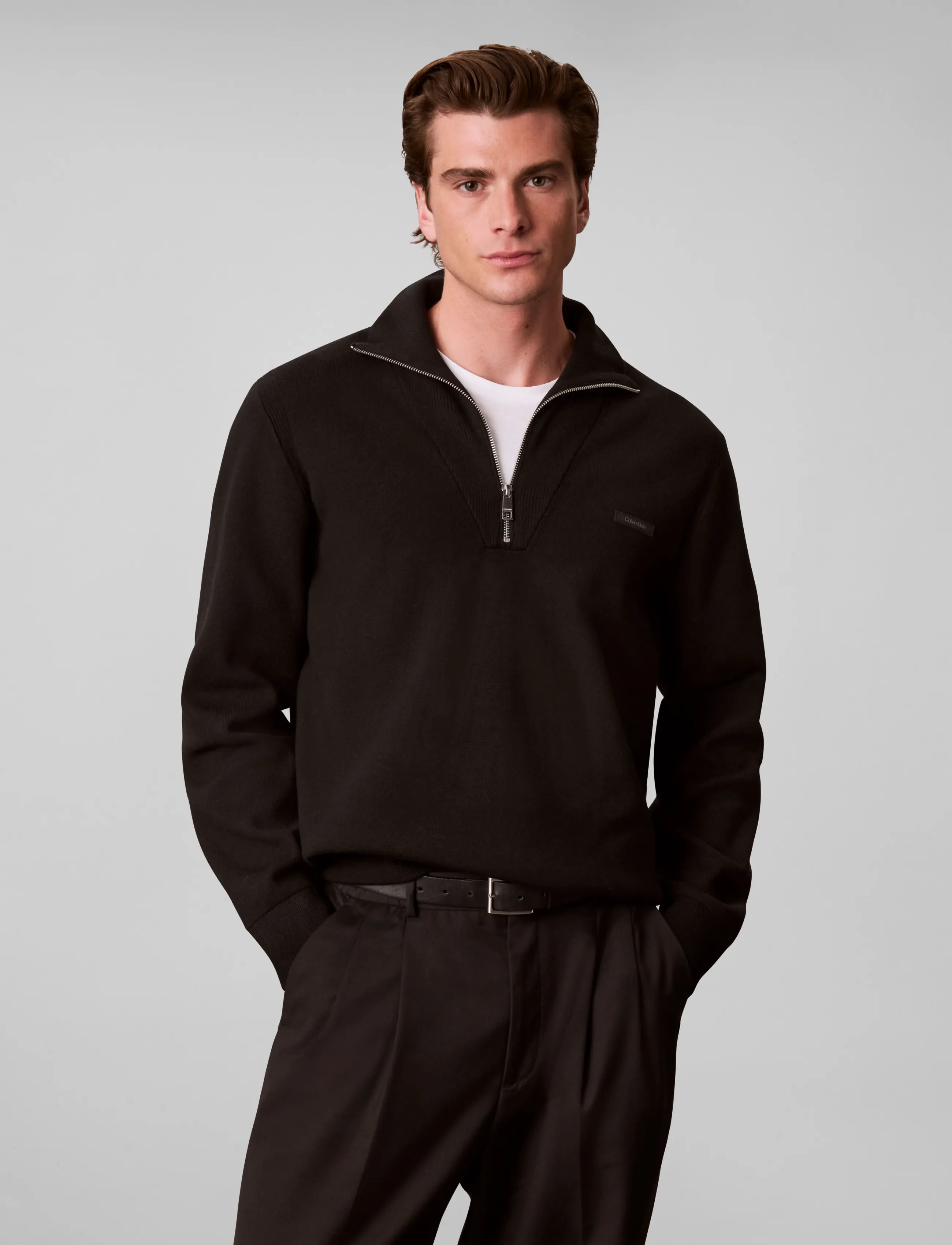 Calvin Klein - LS SNOWY TECH KNIT QZ SWEATER 14 - black - 3