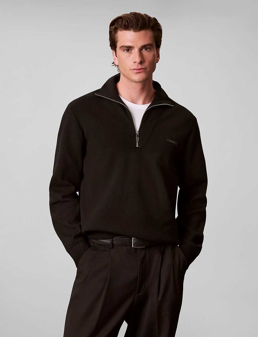 Calvin Klein - LS SNOWY TECH KNIT QZ SWEATER 14 - black - 3