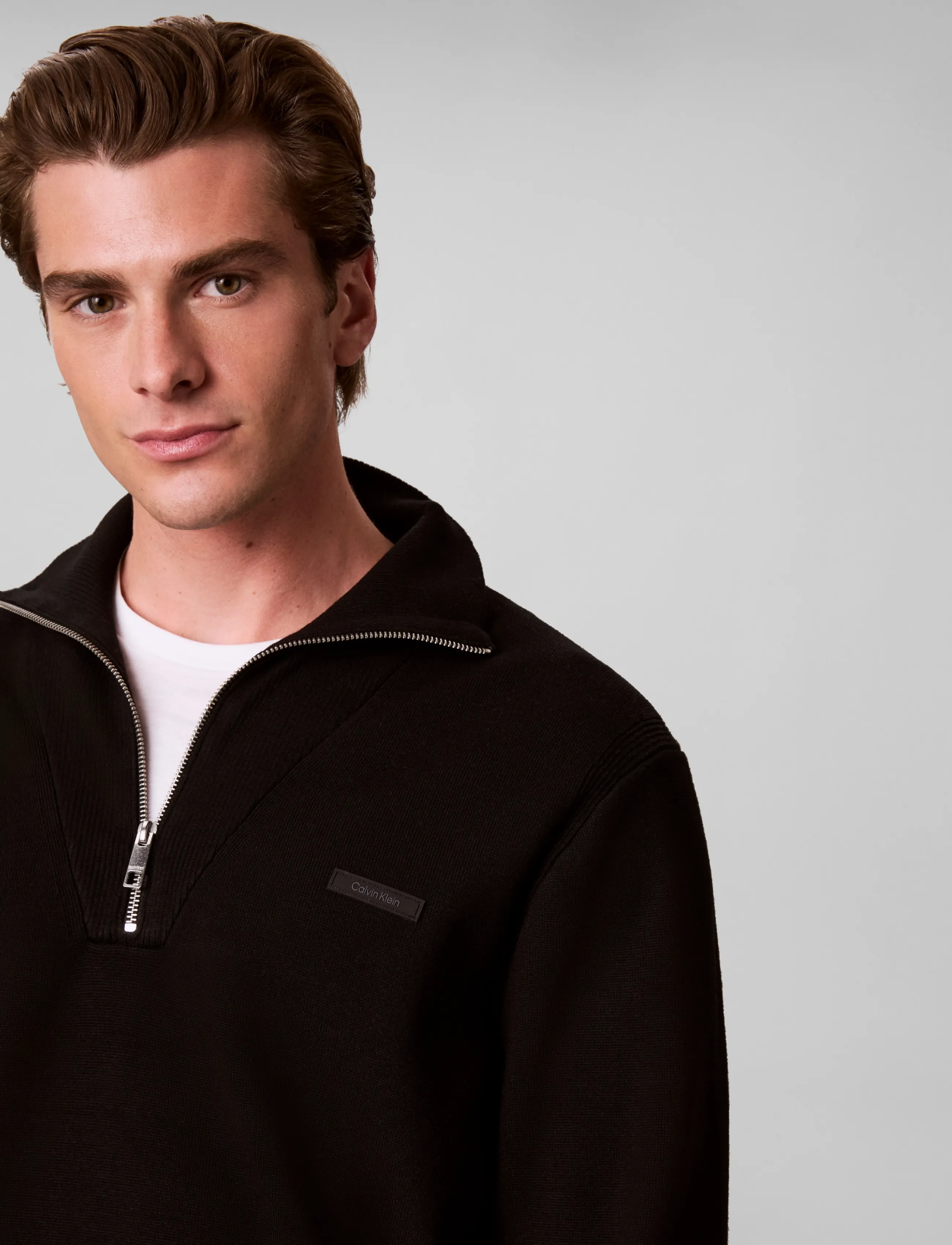 Calvin Klein - LS SNOWY TECH KNIT QZ SWEATER 14 - black - 4