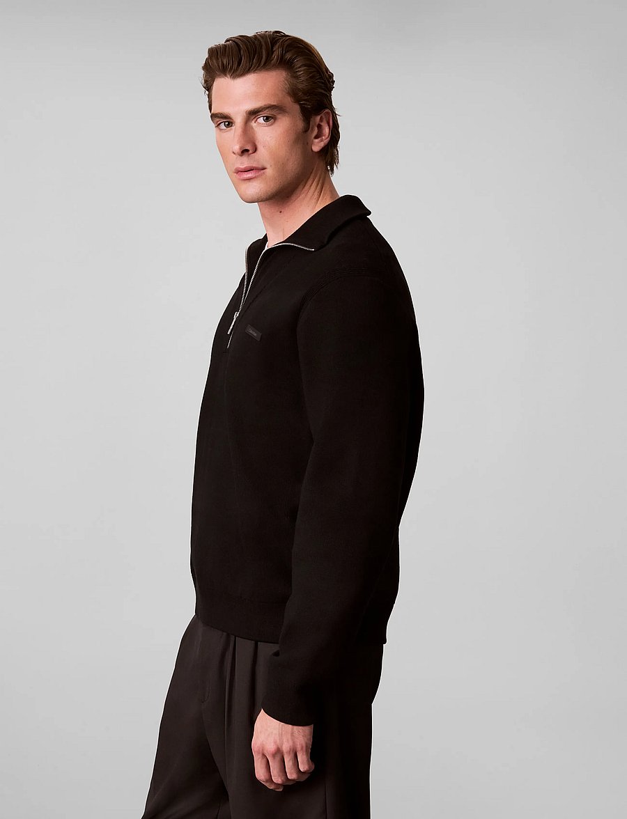 Calvin Klein - LS SNOWY TECH KNIT QZ SWEATER 14 - black - 5