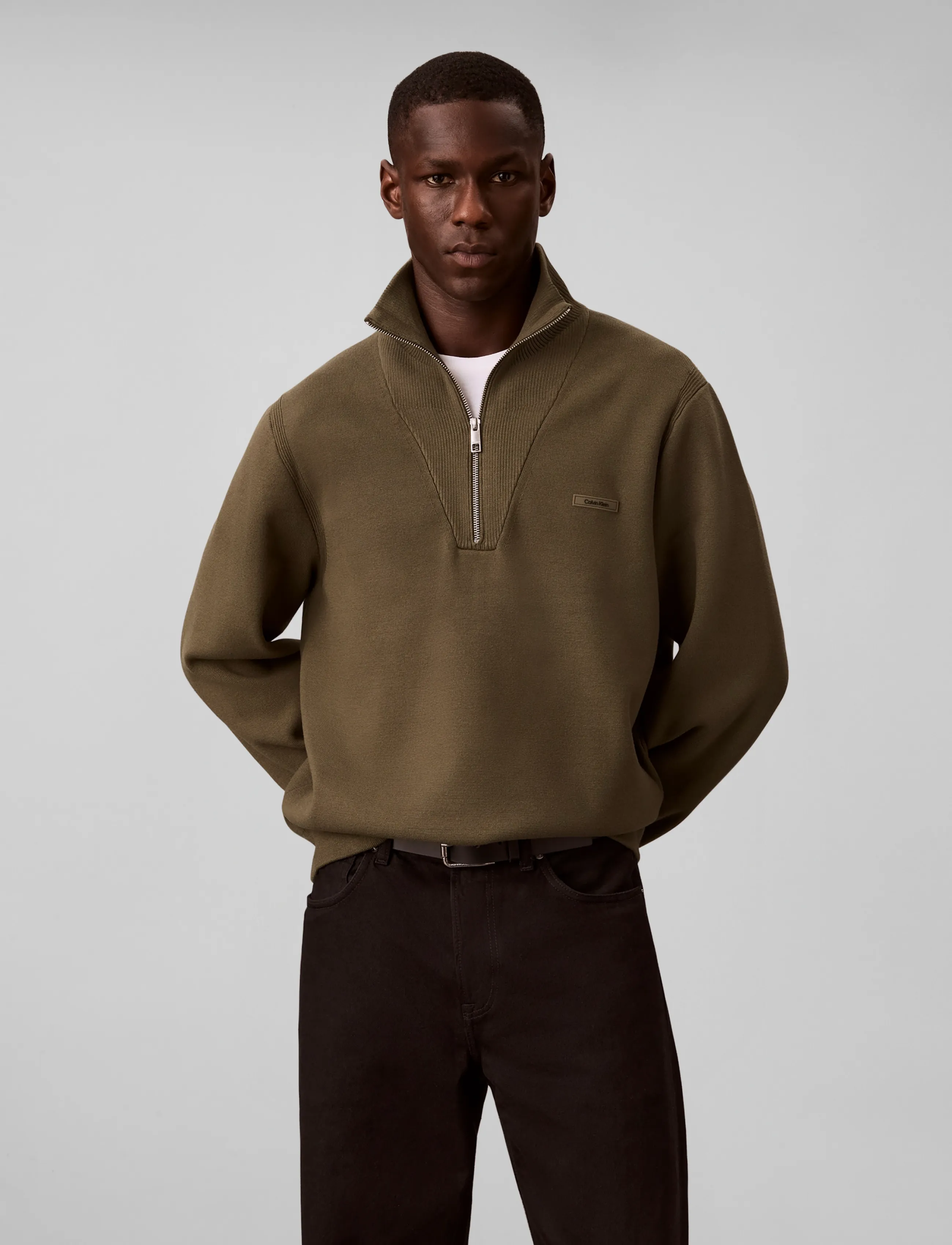 Calvin Klein - LS SNOWY TECH KNIT QZ SWEATER 14 - halfzip strik - olive night - 3