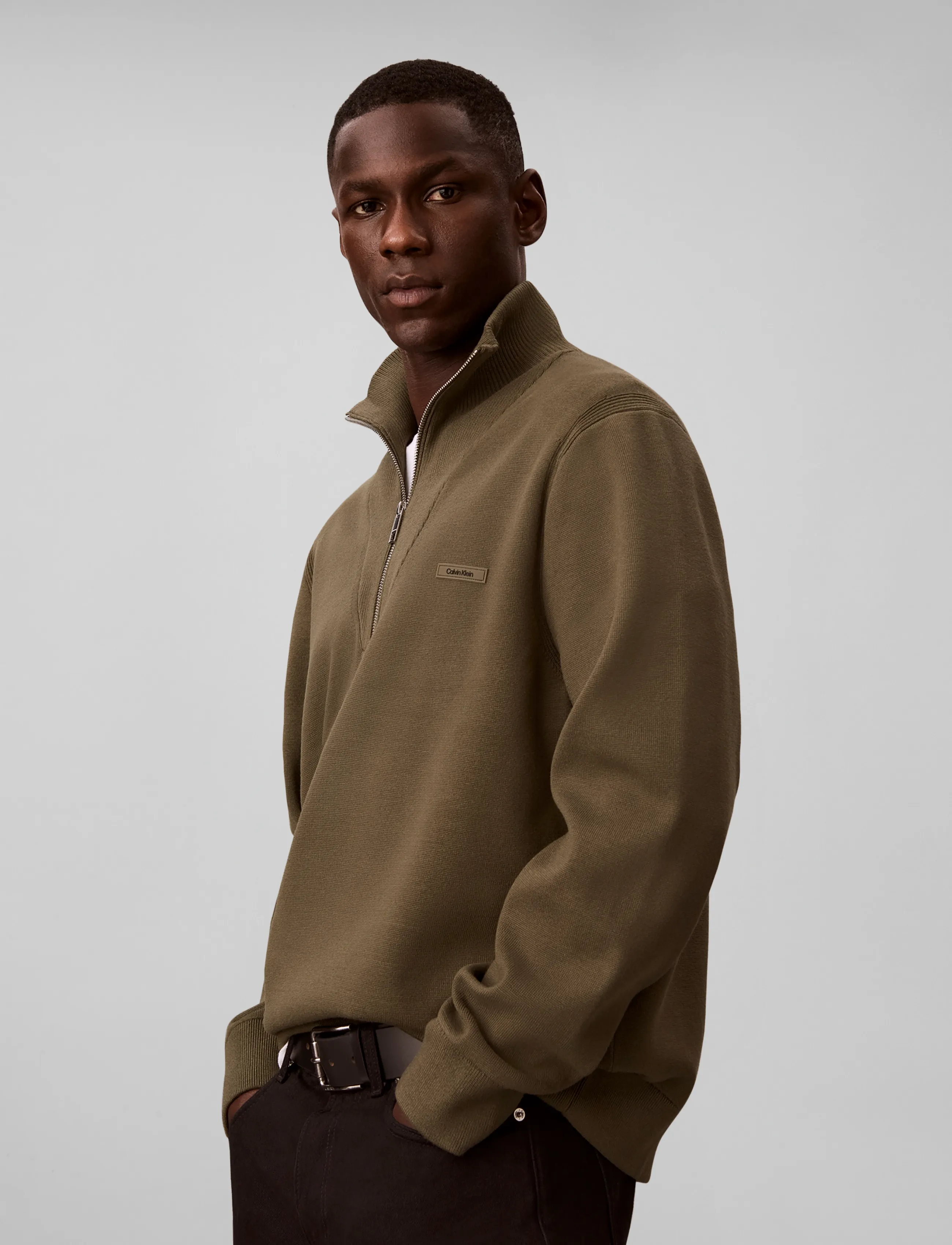 Calvin Klein - LS SNOWY TECH KNIT QZ SWEATER 14 - halfzip strik - olive night - 5
