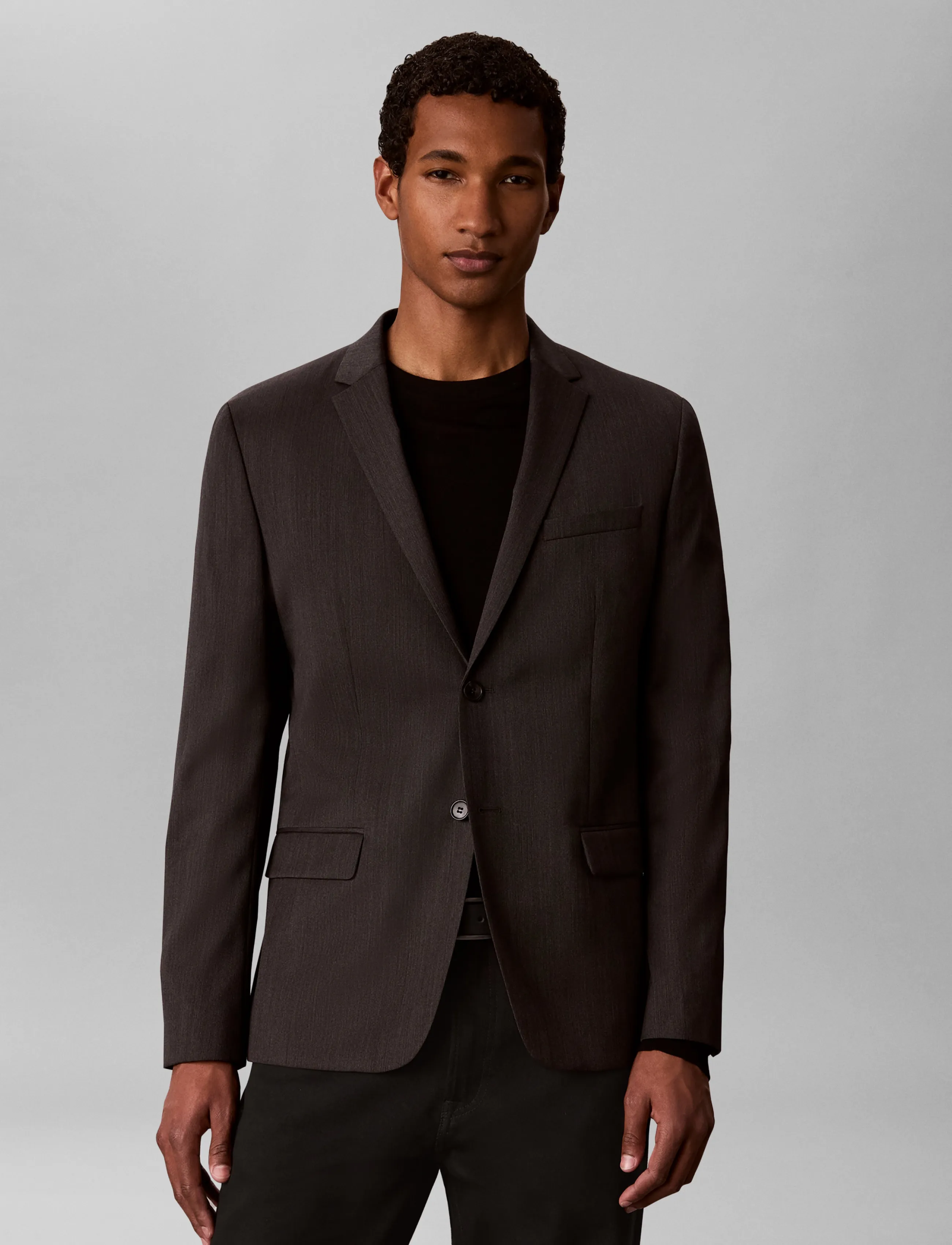 Calvin Klein - LS MICRO HERRINGBONE SLIM BLAZER - einreiher - volcanic ash - 3