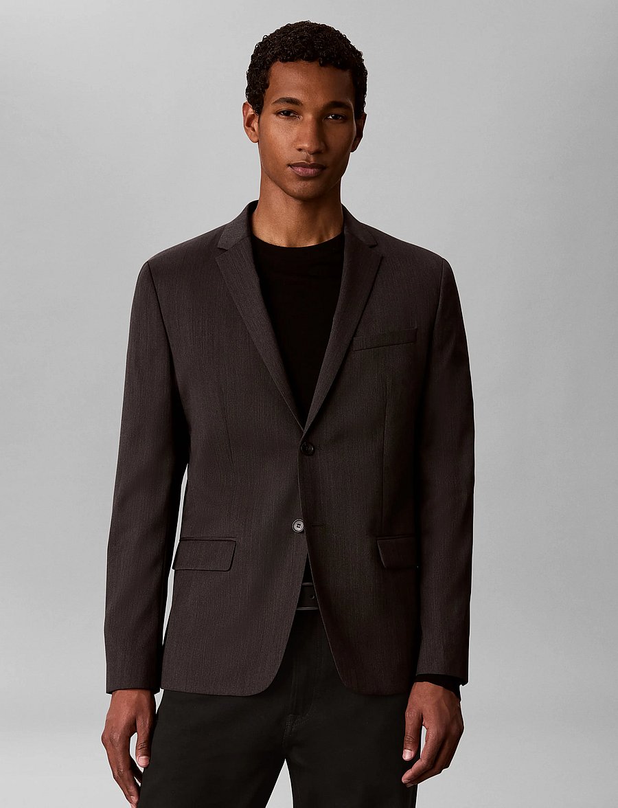 Calvin Klein - LS MICRO HERRINGBONE SLIM BLAZER - enkeltradede blazere - volcanic ash - 3