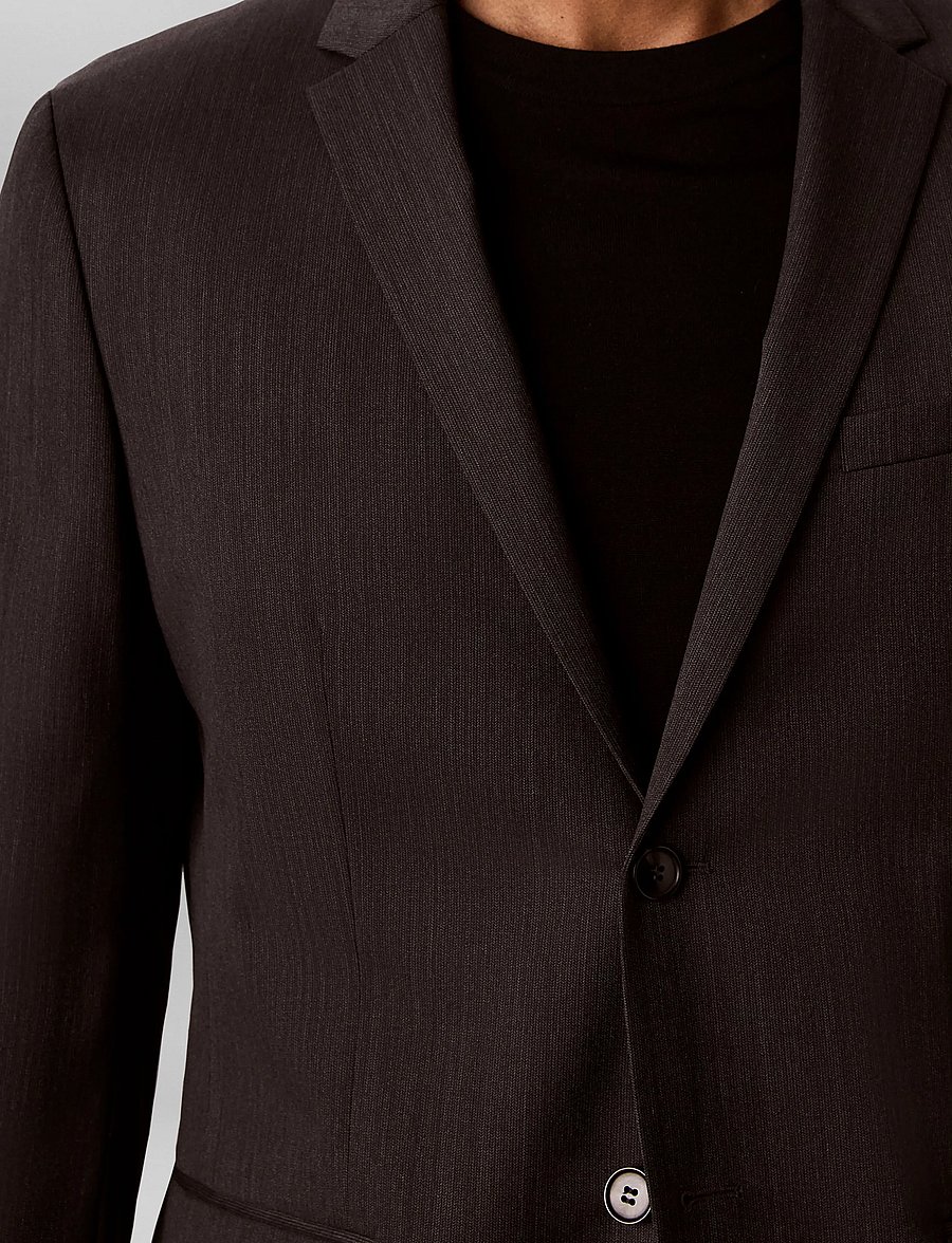 Calvin Klein - LS MICRO HERRINGBONE SLIM BLAZER - enkeltradede blazere - volcanic ash - 5