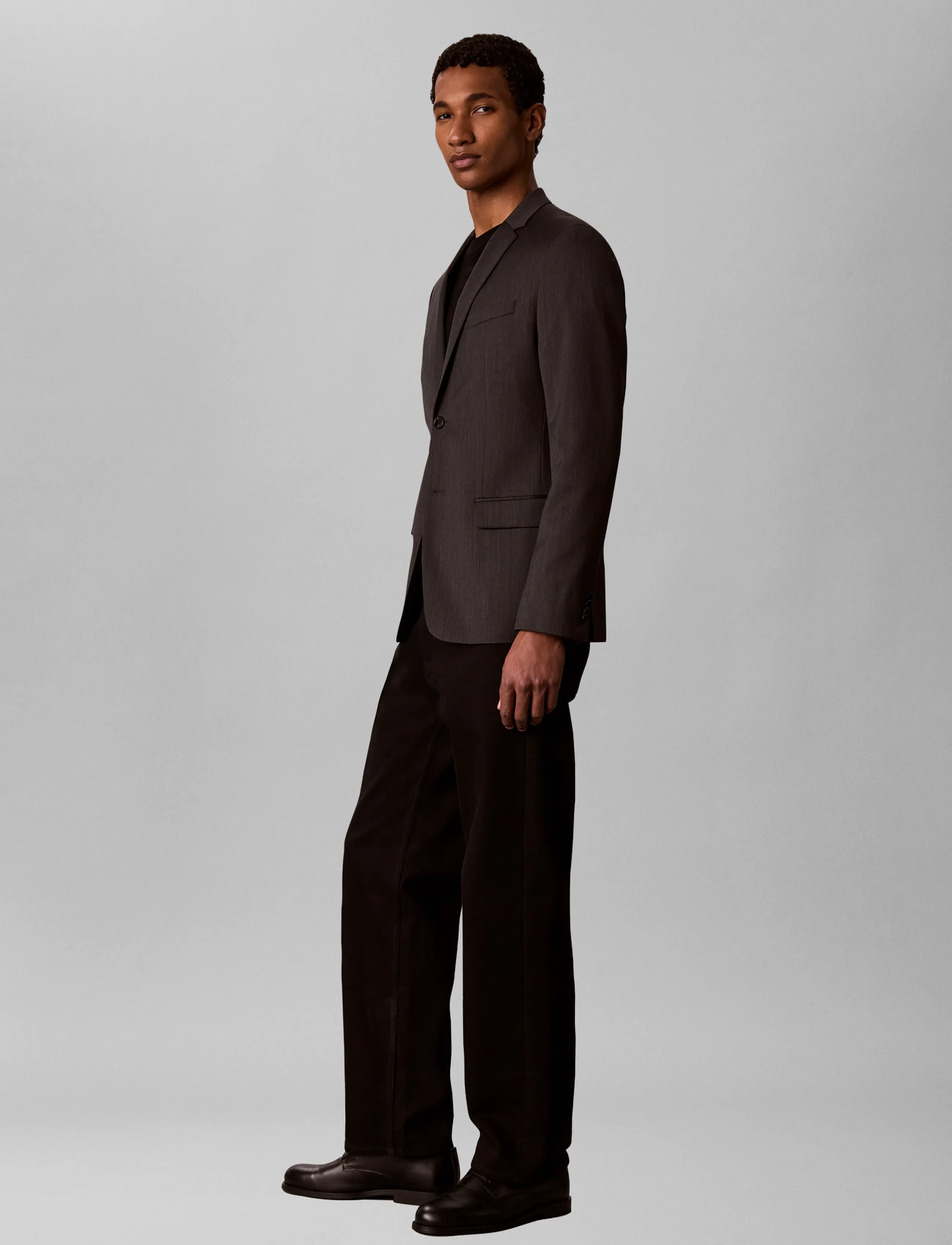 Calvin Klein LS MICRO HERRINGBONE SLIM BLAZER - Streetstyle - VOLCANIC ASH / grey