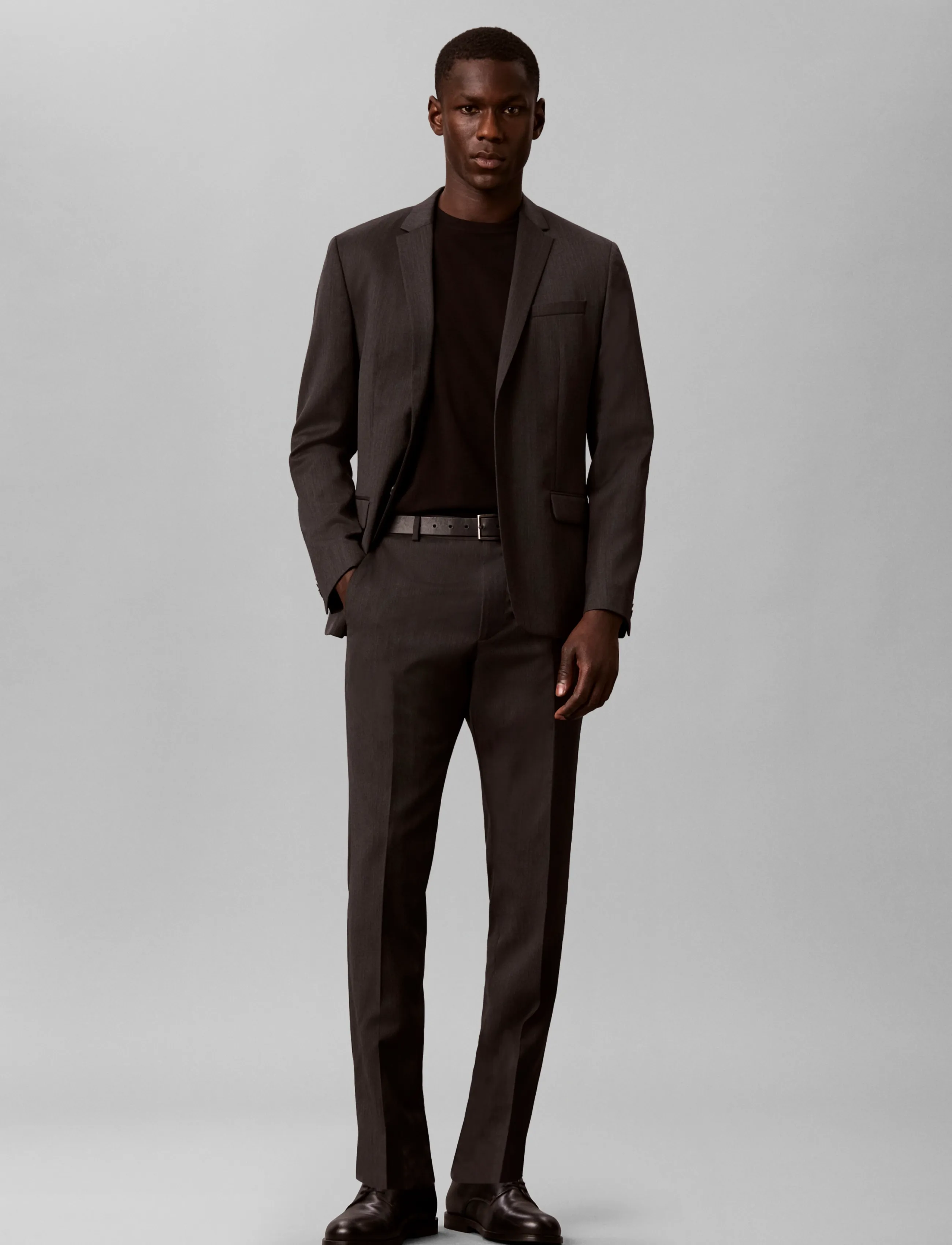 Calvin Klein MICRO HERRINGBONE SLIM TROUSER - Inspiration - VOLCANIC ASH / grey
