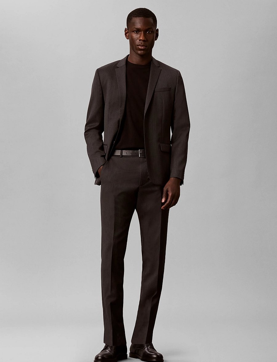 Calvin Klein - MICRO HERRINGBONE SLIM TROUSER - suit trousers - volcanic ash - 0