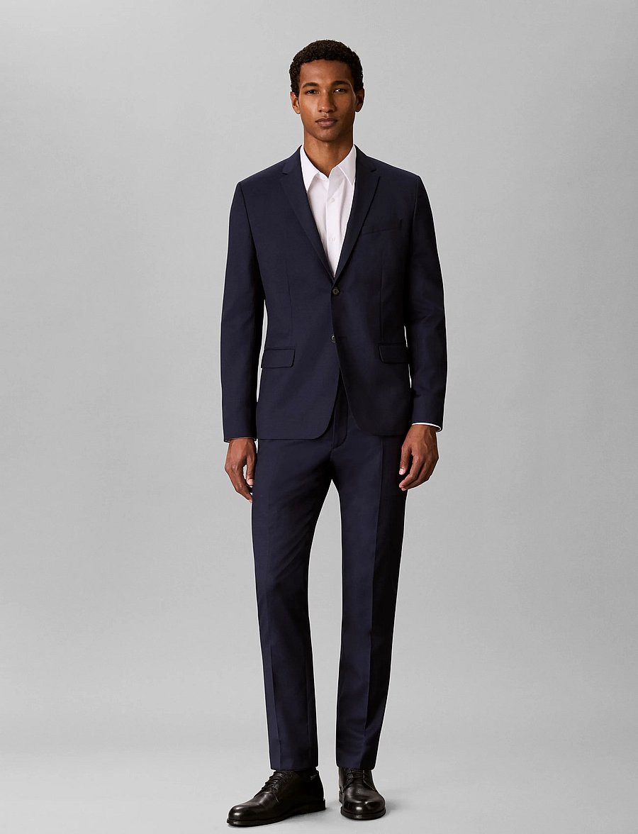 Calvin Klein - LS BIRDS EYE SLIM BLAZER - enkeltradede blazere - ink - 0