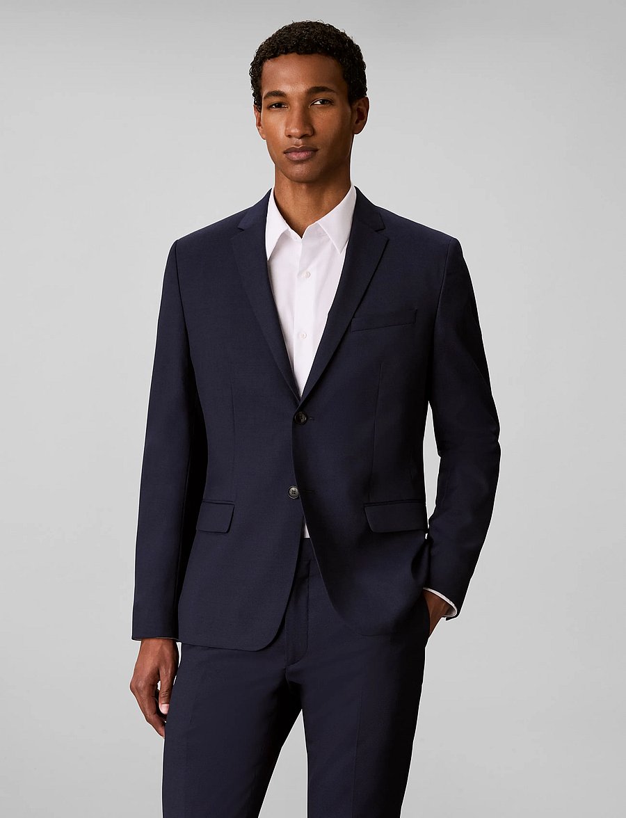 Calvin Klein - LS BIRDS EYE SLIM BLAZER - enkeltradede blazere - ink - 3