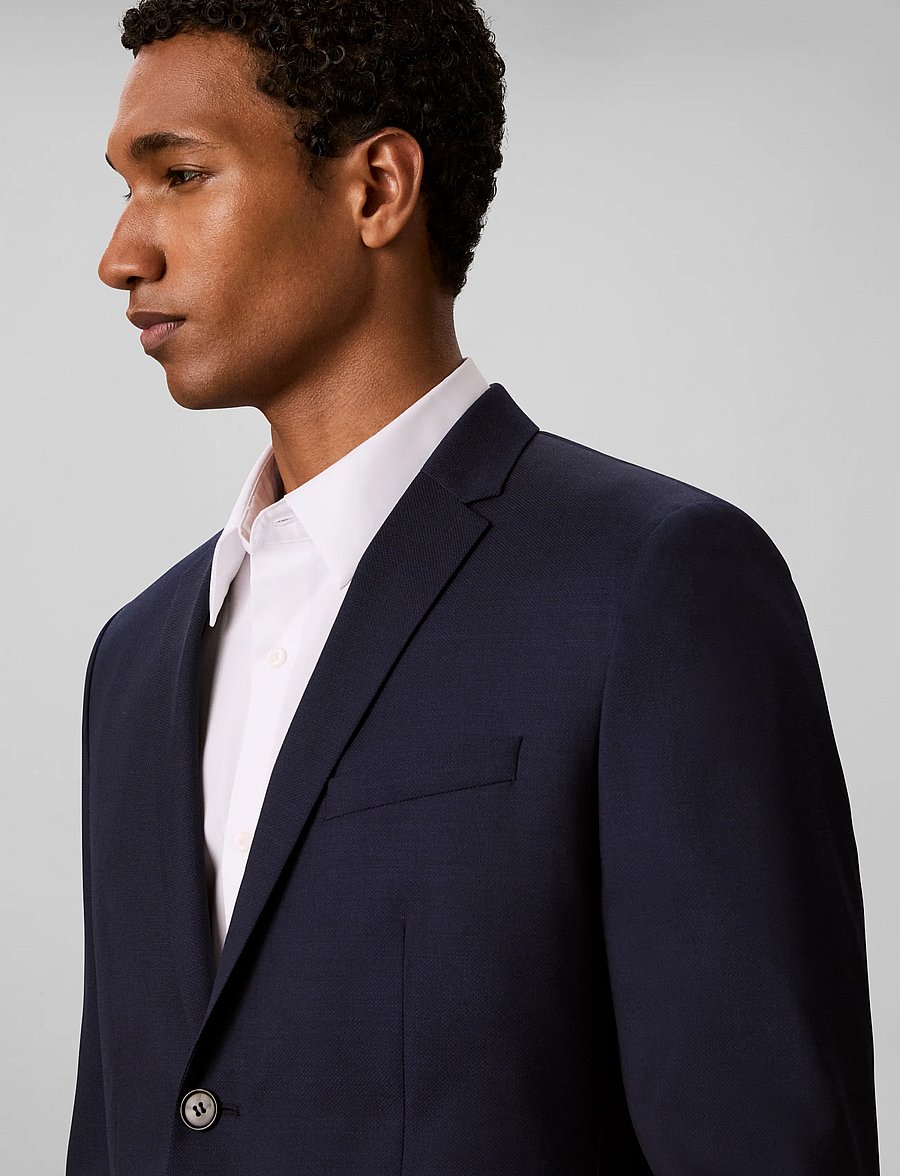 Calvin Klein - LS BIRDS EYE SLIM BLAZER - enkeltradede blazere - ink - 4
