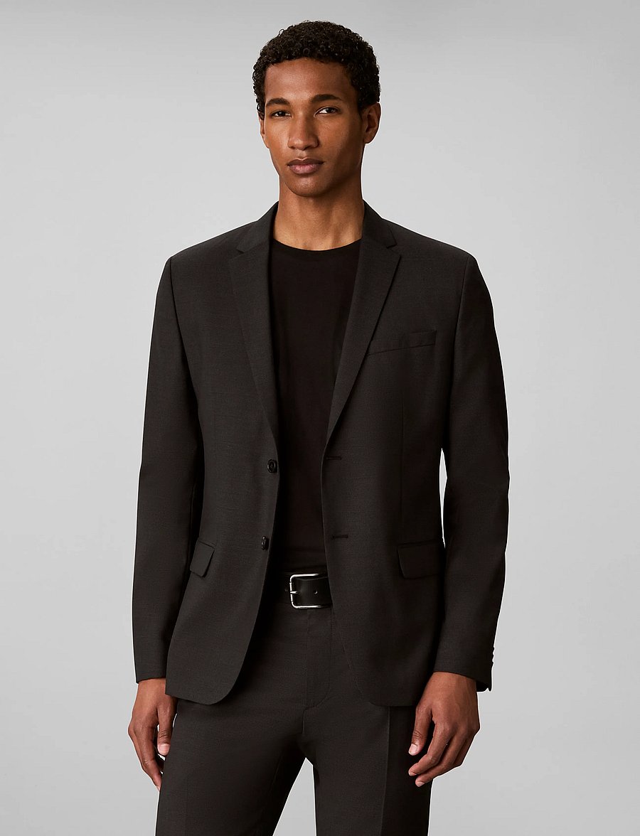 Calvin Klein - LS BIRDS EYE SLIM BLAZER - enkelknäppta kavajer - volcanic ash - 3