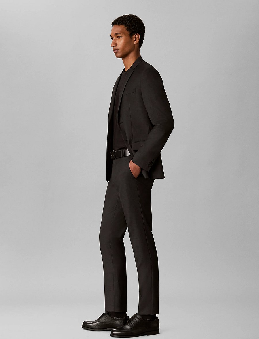 Calvin Klein - LS BIRDS EYE SLIM BLAZER - enkelknäppta kavajer - volcanic ash - 5