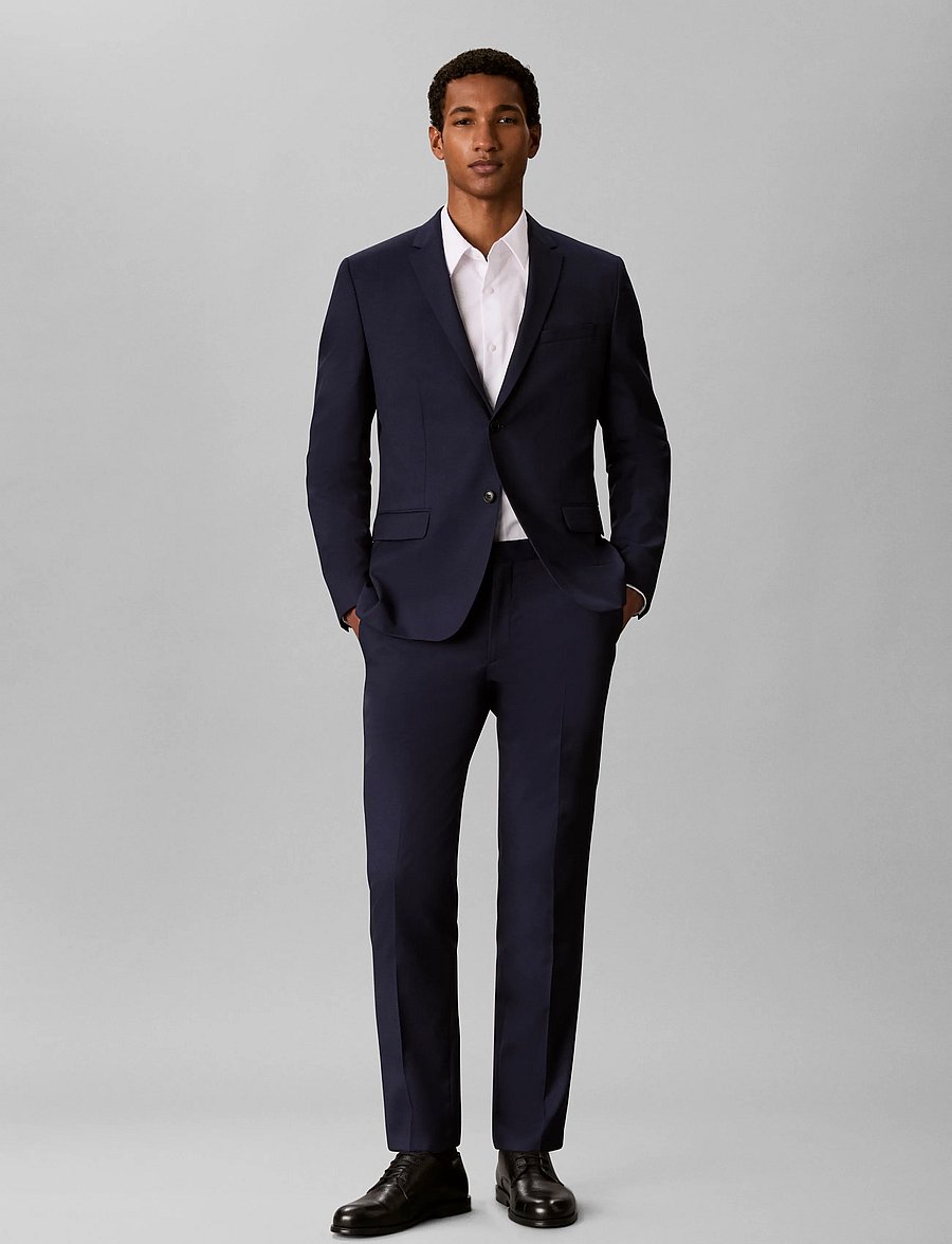 Calvin Klein - BIRDS EYE SLIM TROUSER - suit trousers - ink - 0