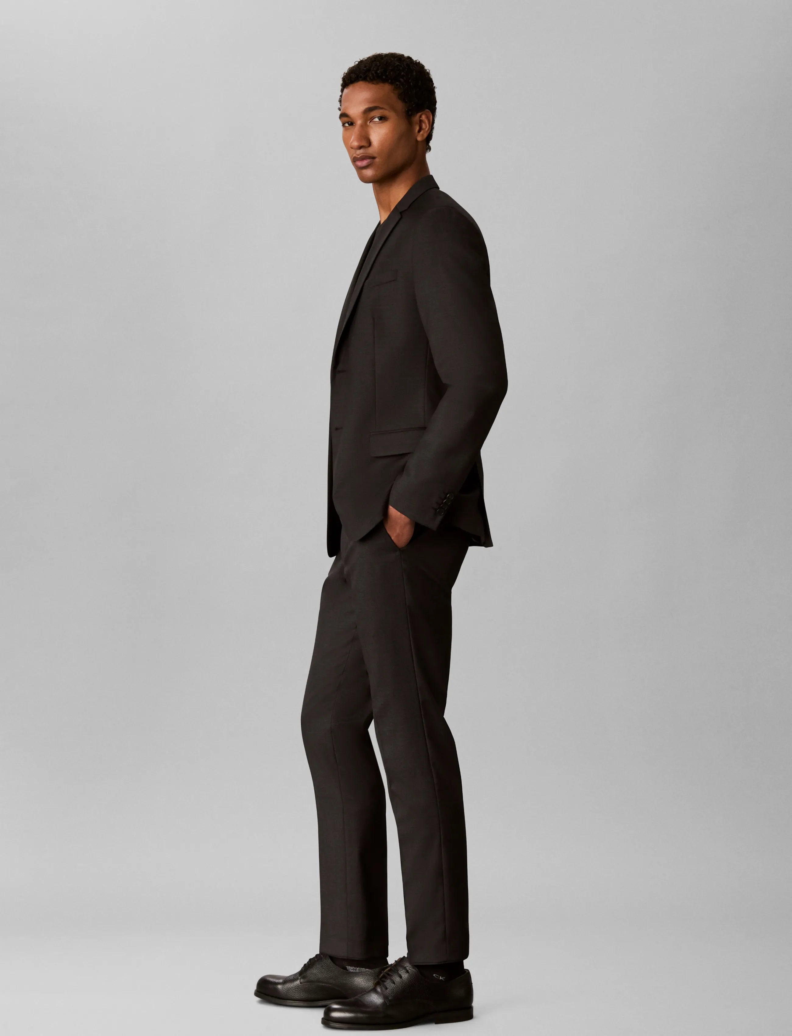 Calvin Klein - BIRDS EYE SLIM TROUSER - anzugshosen - volcanic ash - 5