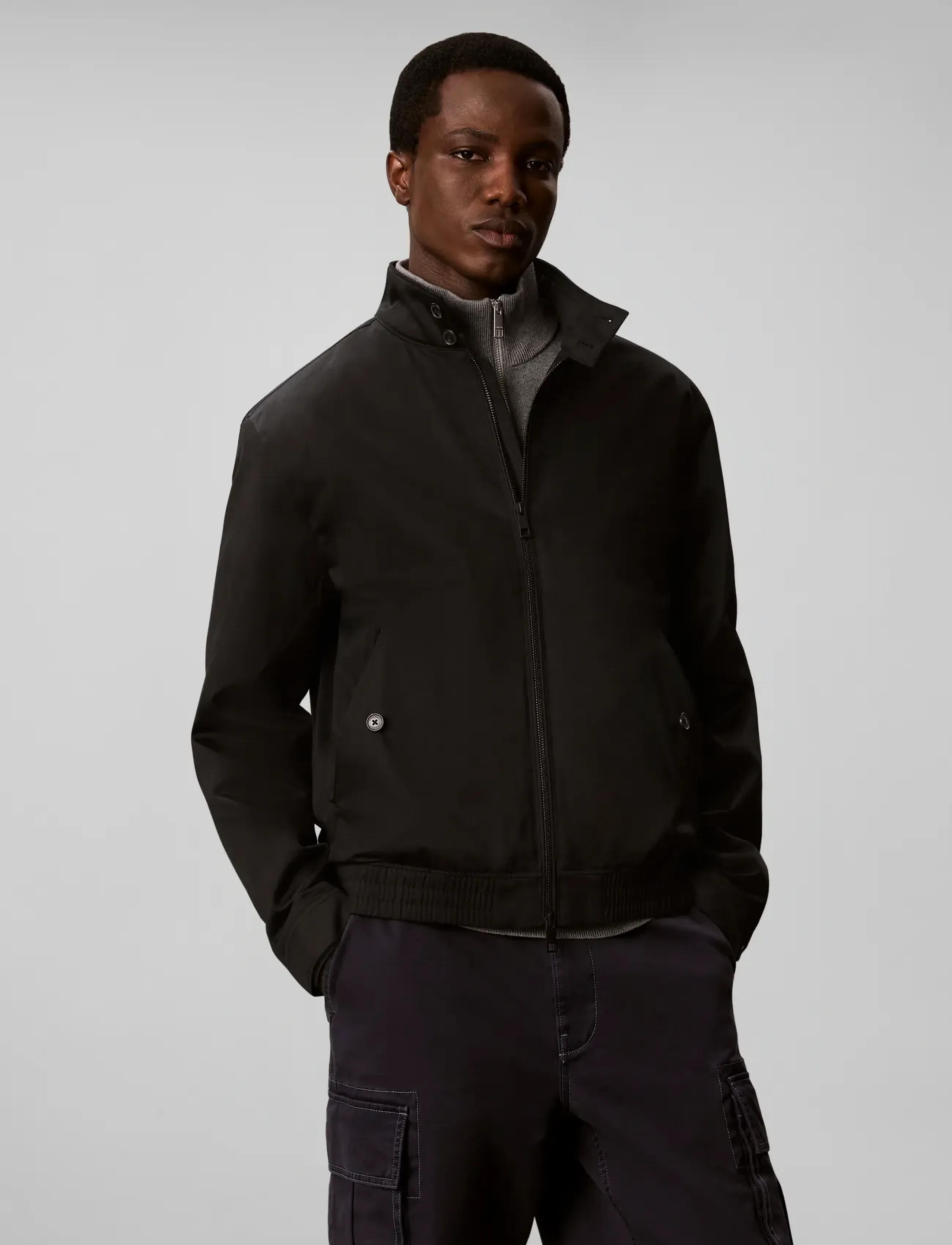 Calvin Klein - LS COTTON NYLON HARRINGTON JKT - frühlingsjacken - black - 3