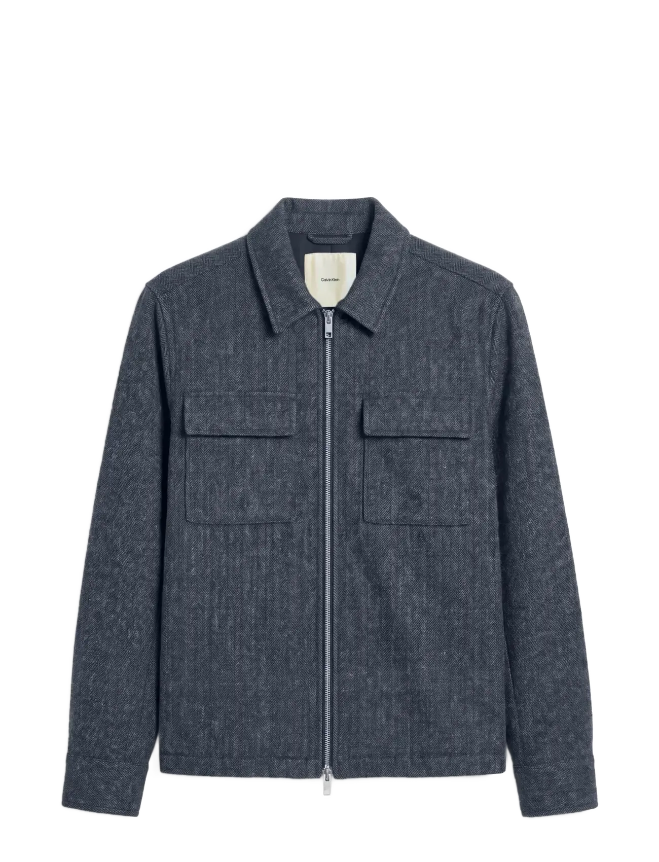 Calvin Klein LS WOOL HERRINGBONE SHIRT JACKET - Riided - BLUE NIGHTS / navy