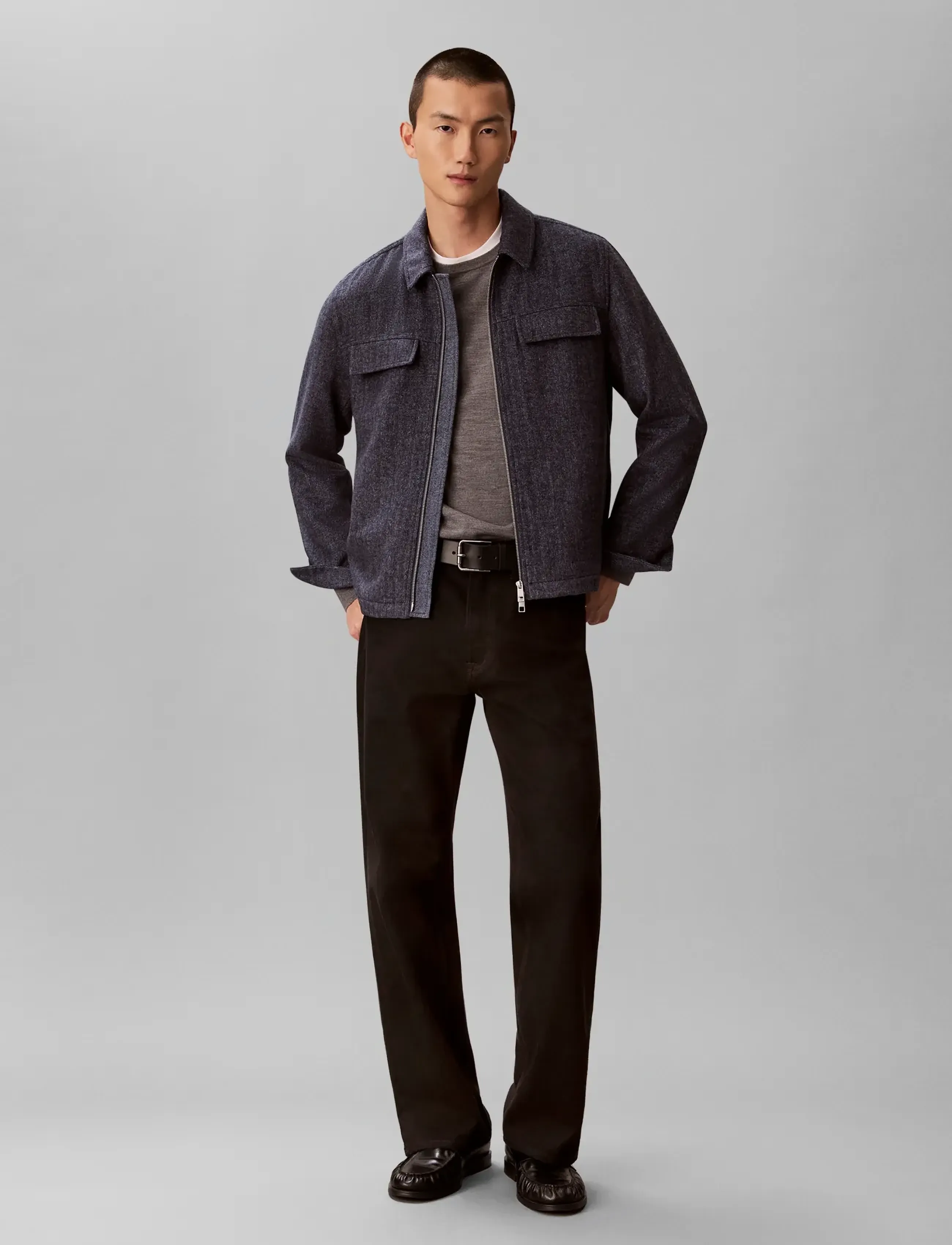 Calvin Klein - LS WOOL HERRINGBONE SHIRT JACKET - blue nights - 0
